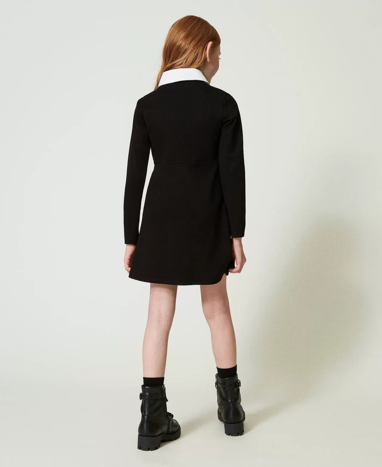 Vestiti | TWINSET Milano Abito Corto Con Volant In Organza Bicolor Nero / Off White