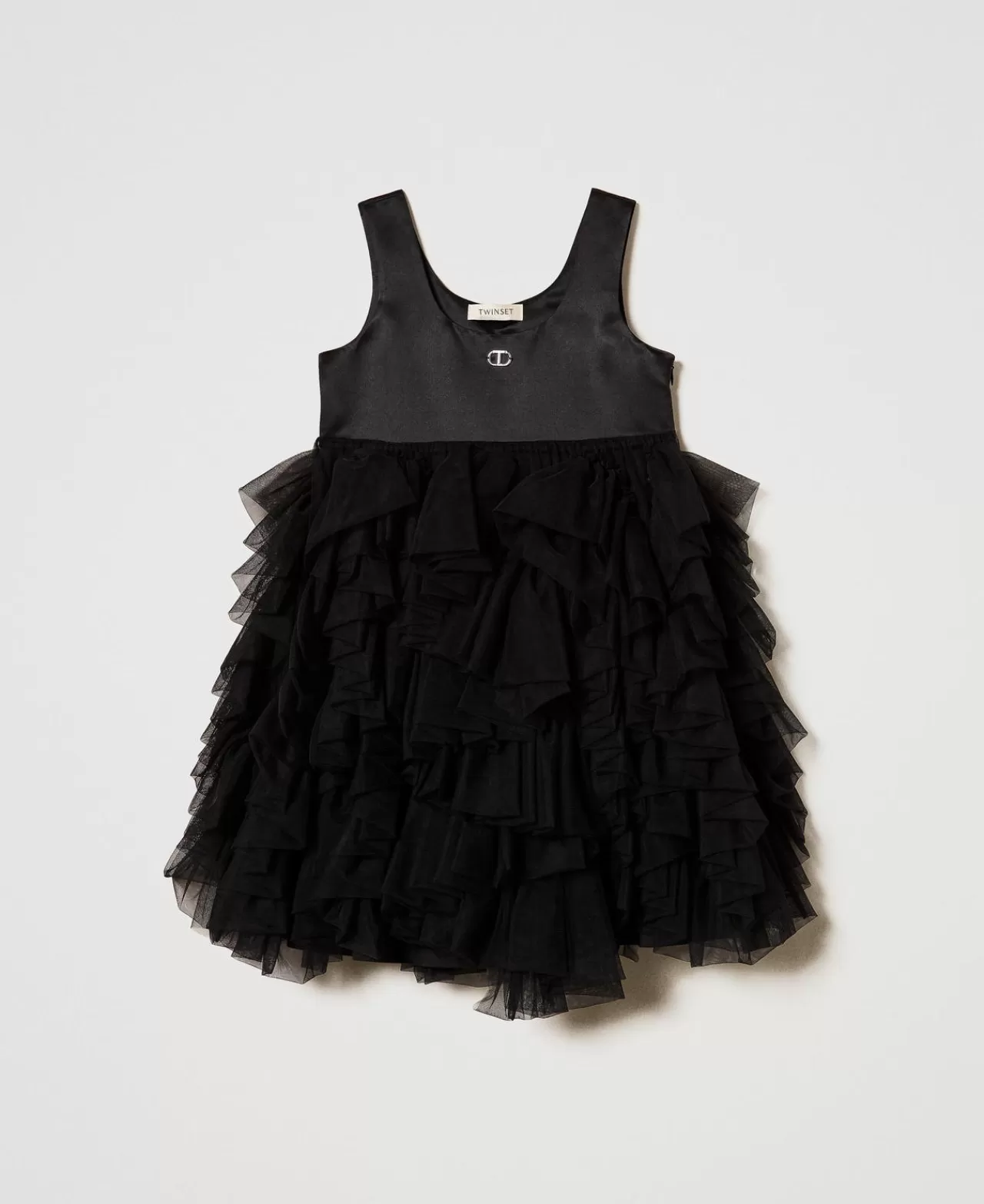 Vestiti | TWINSET Milano Abito Corto Con Volant In Tulle Nero