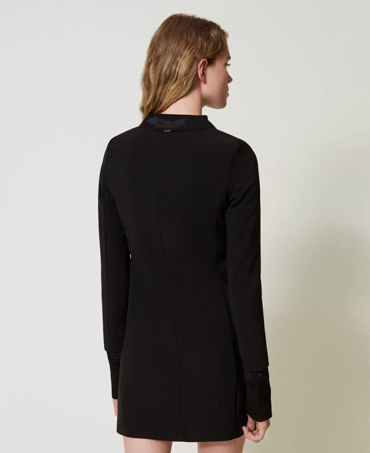 Vestiti Da Cerimonia | Vestiti Eleganti | TWINSET Milano Abito Corto In Crêpe Con Dettagli In Raso Nero
