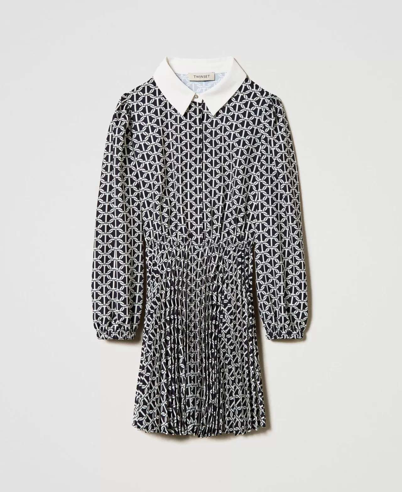 Vestiti | TWINSET Milano Abito Corto In Crêpe De Chine Con Stampa Stampa Oval T Chain