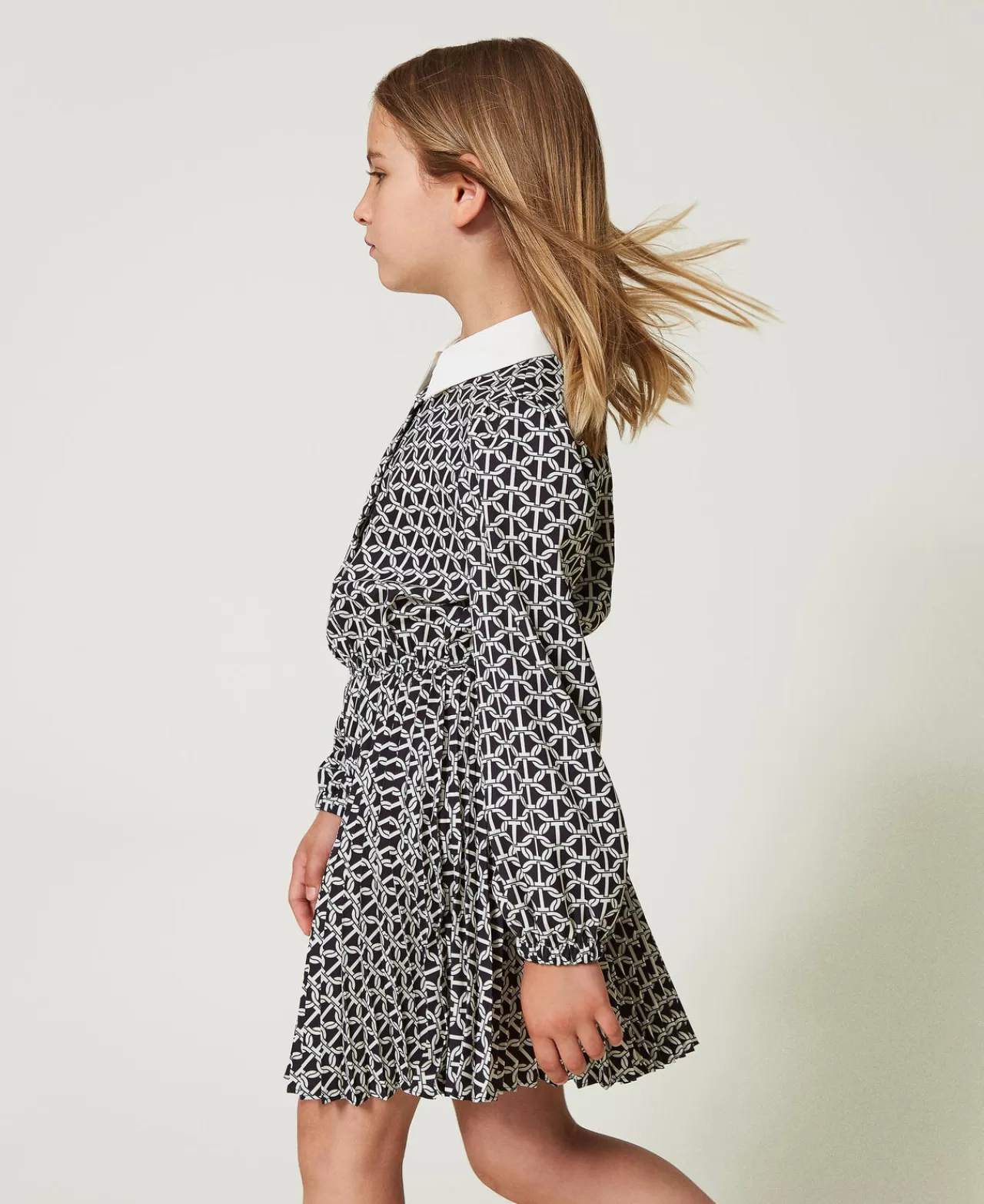Vestiti | TWINSET Milano Abito Corto In Crêpe De Chine Con Stampa Stampa Oval T Chain