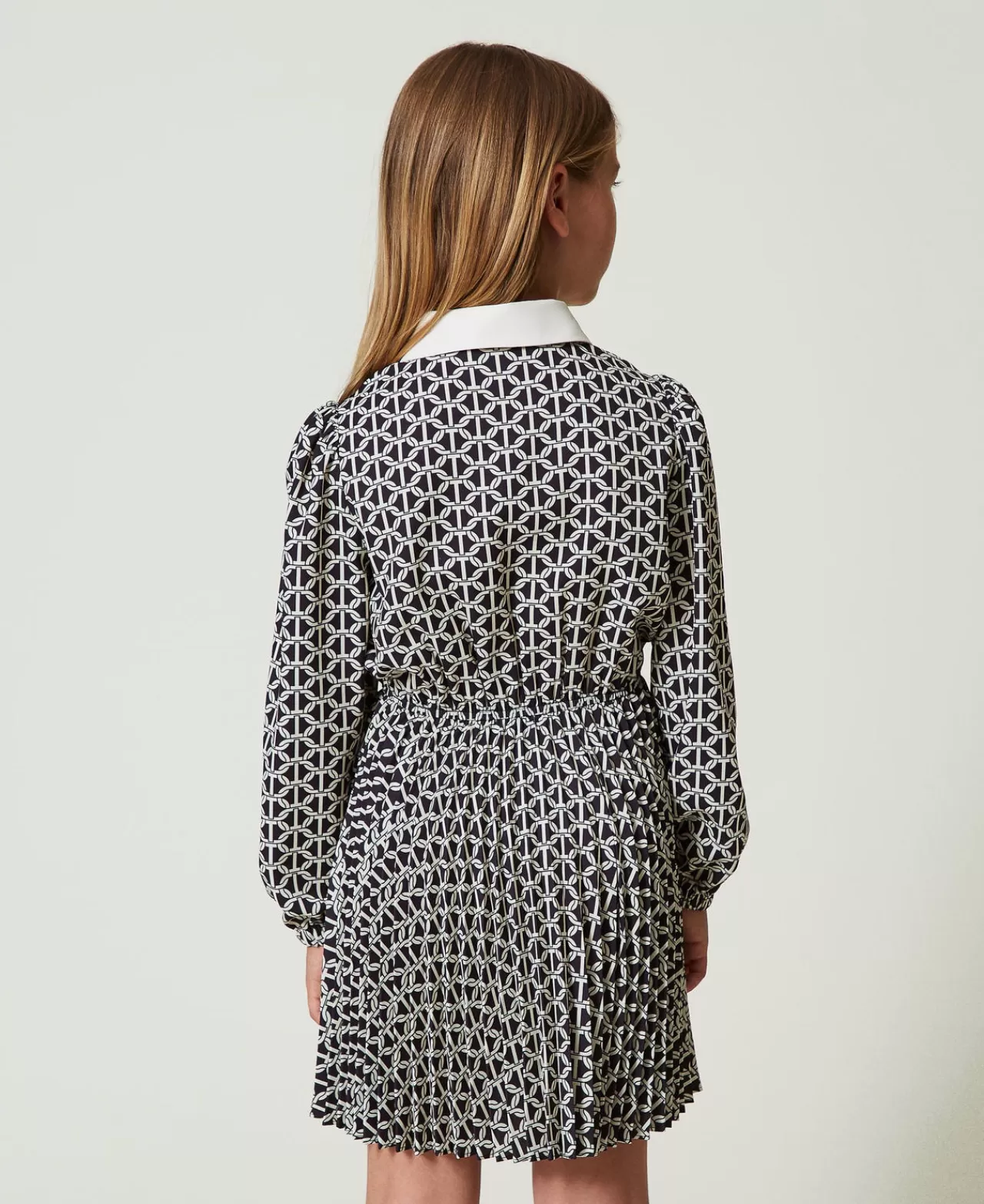 Vestiti | TWINSET Milano Abito Corto In Crêpe De Chine Con Stampa Stampa Oval T Chain