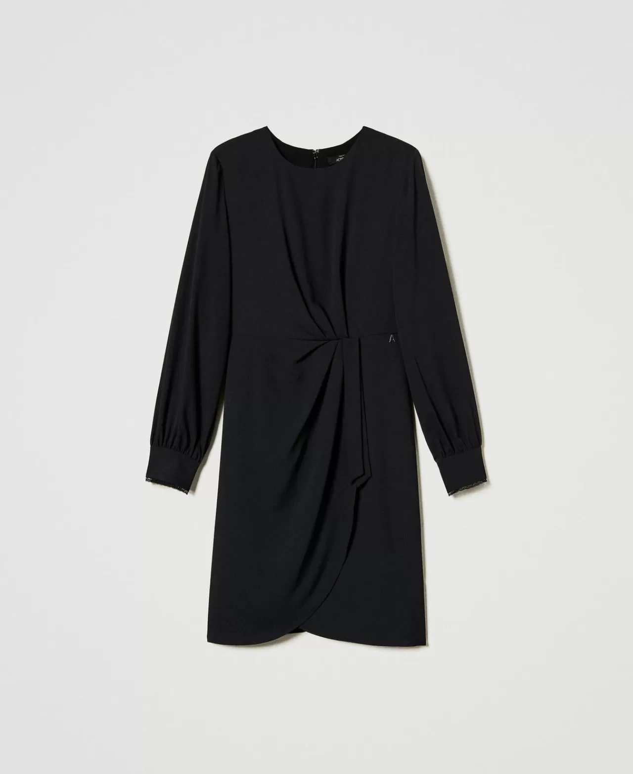 Vestiti Da Cerimonia | Vestiti Corti | TWINSET Milano Abito Corto In Crêpe De Chine Riciclato Nero