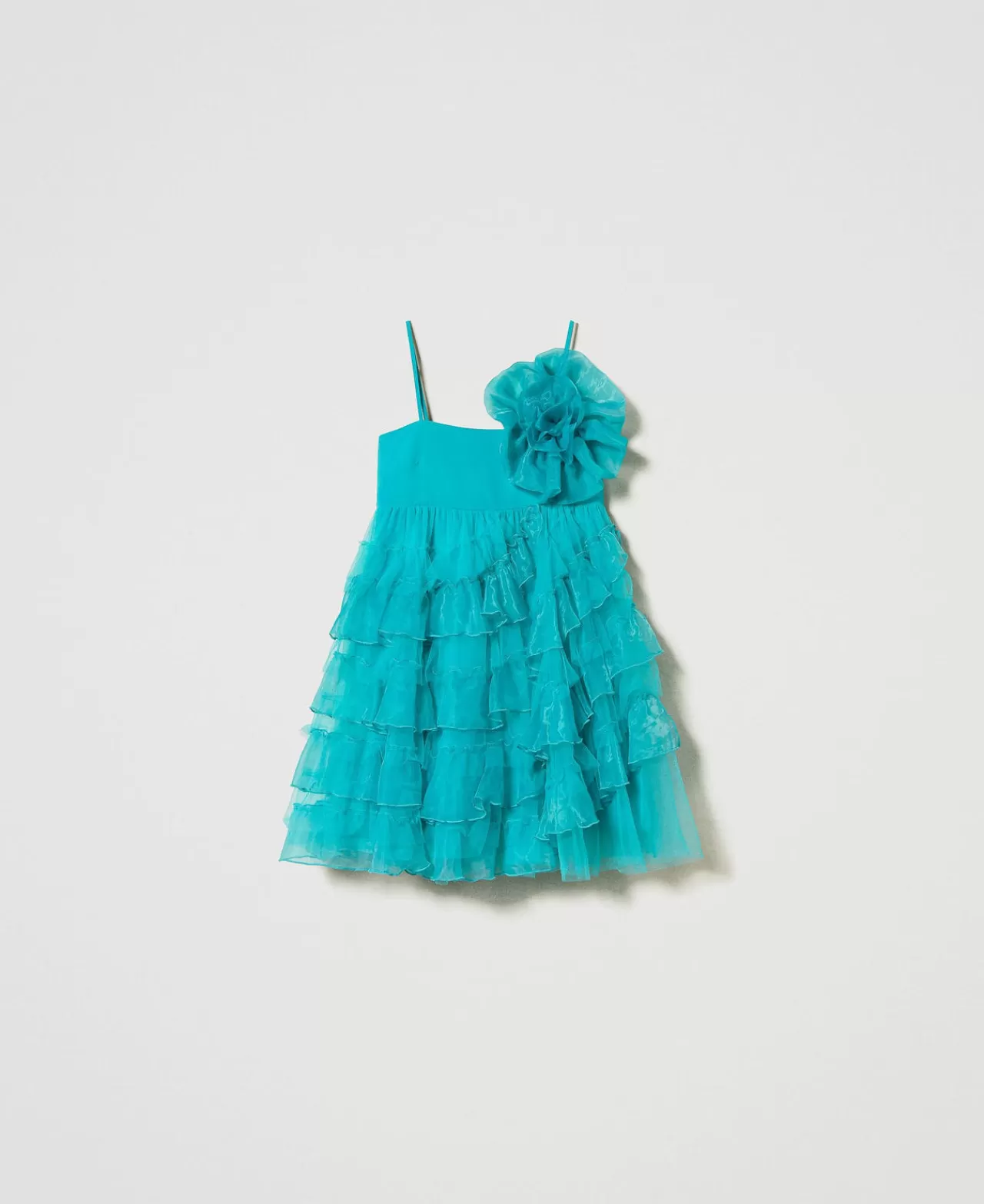 Vestiti Da Cerimonia | Vestiti Eleganti | TWINSET Milano Abito Corto In Tulle E Organza Verde "Tropical Emerald"