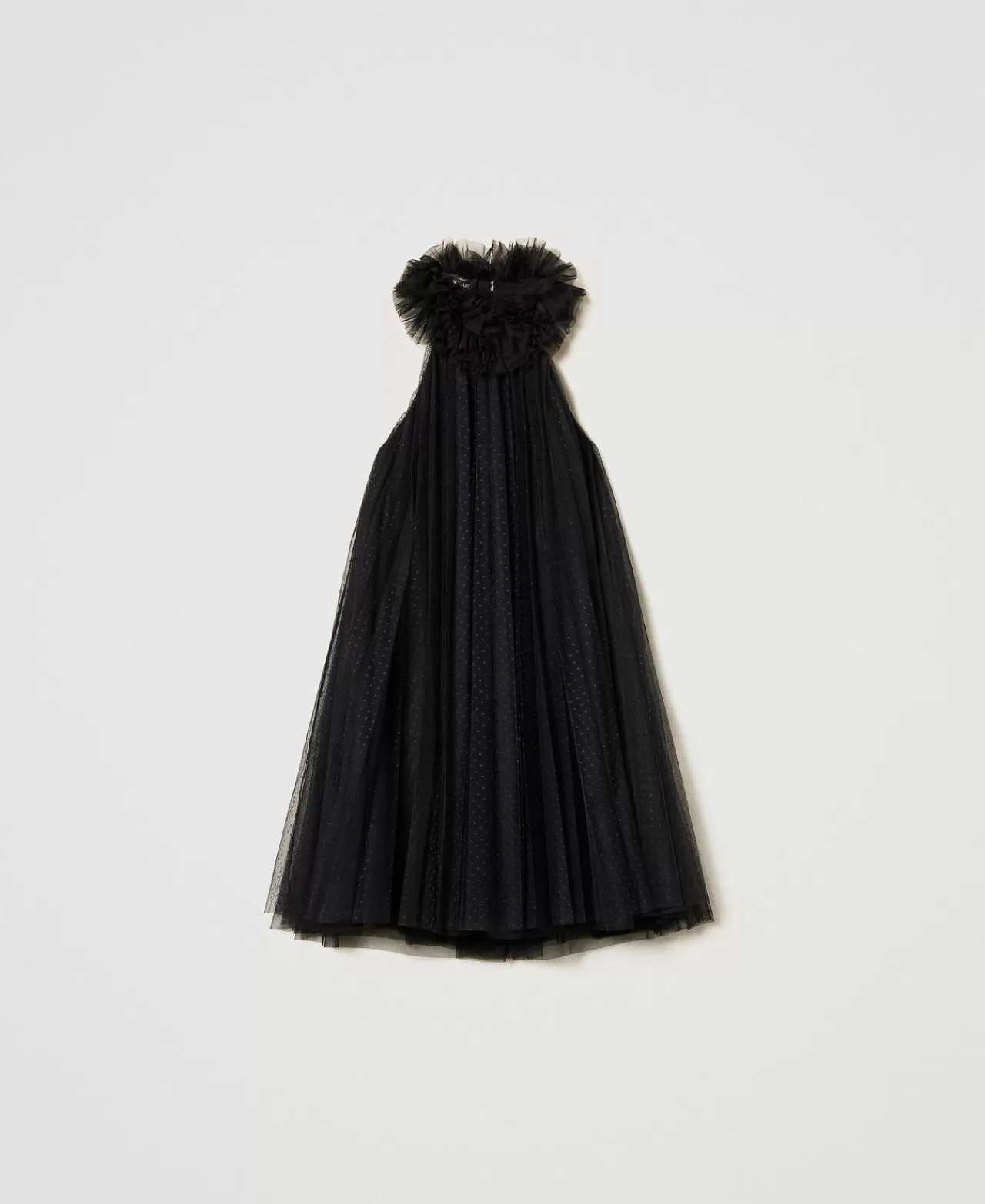 Vestiti Eleganti | Vestiti Corti | TWINSET Milano Abito Corto In Tulle Plissé Nero