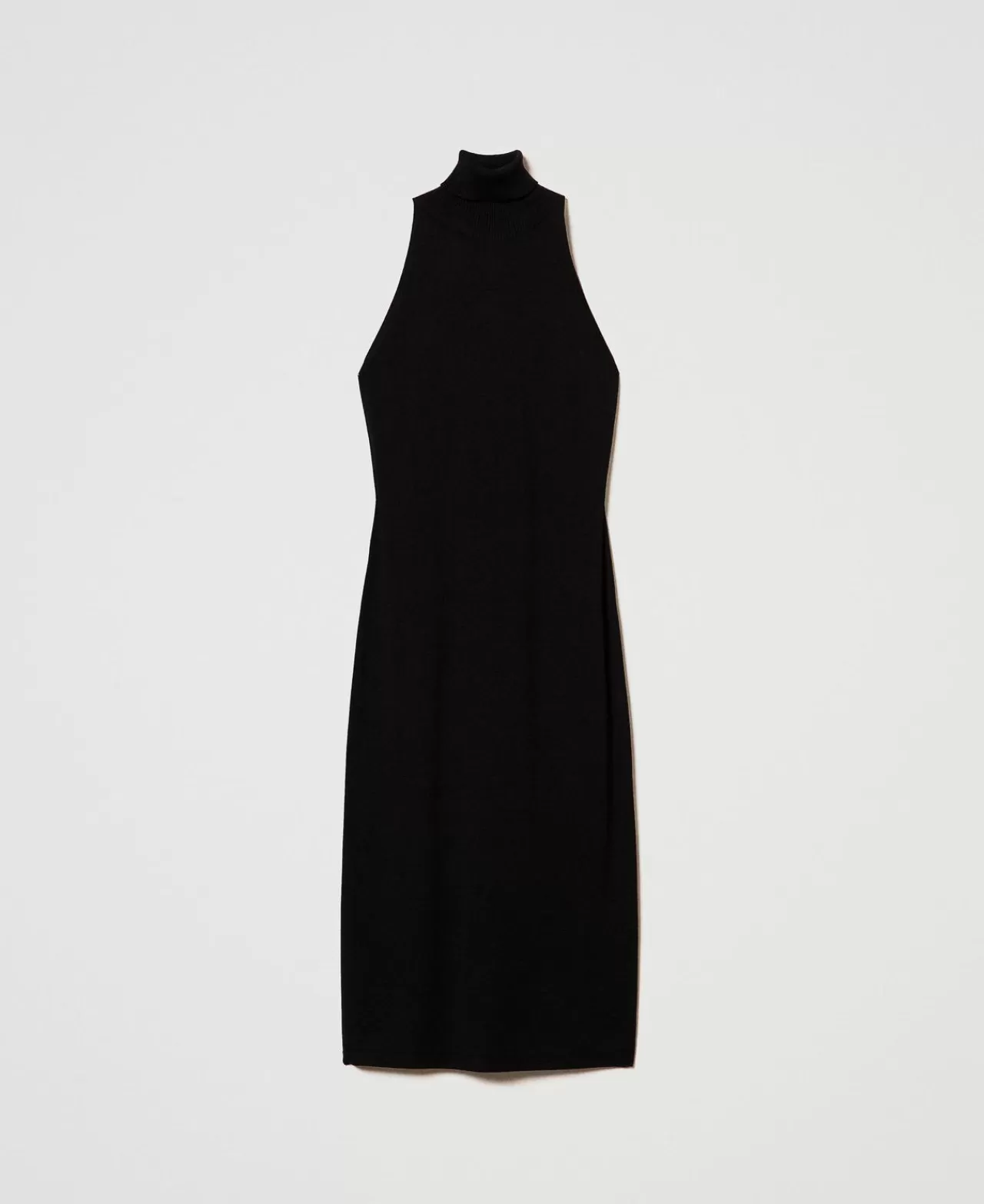 Vestiti Eleganti | Vestiti In Maglia | TWINSET Milano Abito Halter Longuette In Maglia Nero