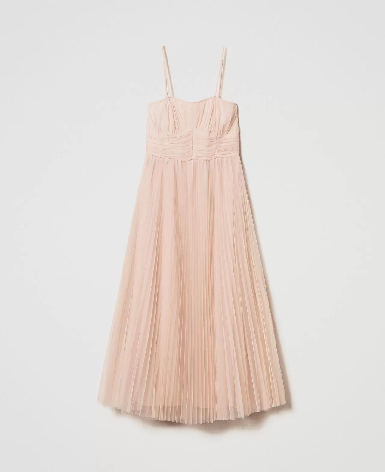 Vestiti Da Cerimonia | Vestiti Eleganti | TWINSET Milano Abito Longuette In Tulle Plissé Light Nude