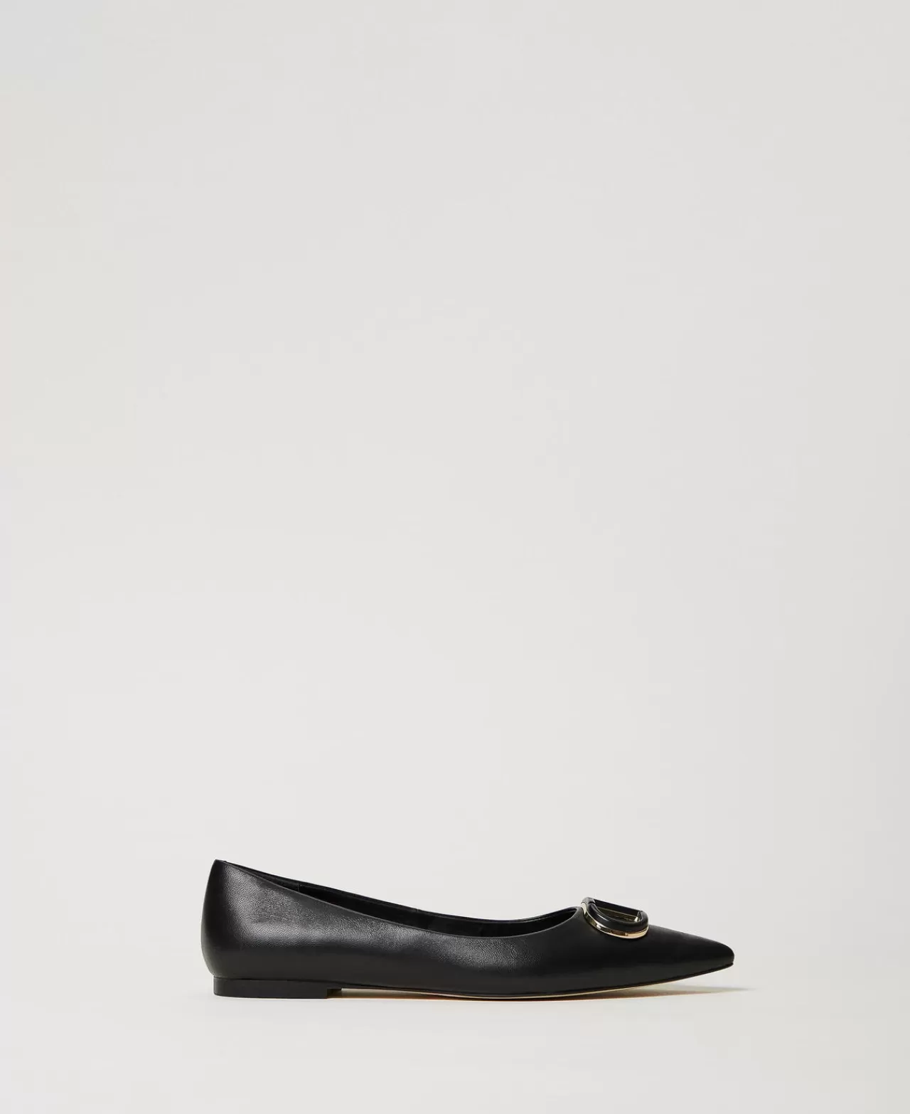 Ballerine E Mocassini | Scarpe Basse | TWINSET Milano Ballerine In Pelle Con Oval T Nero