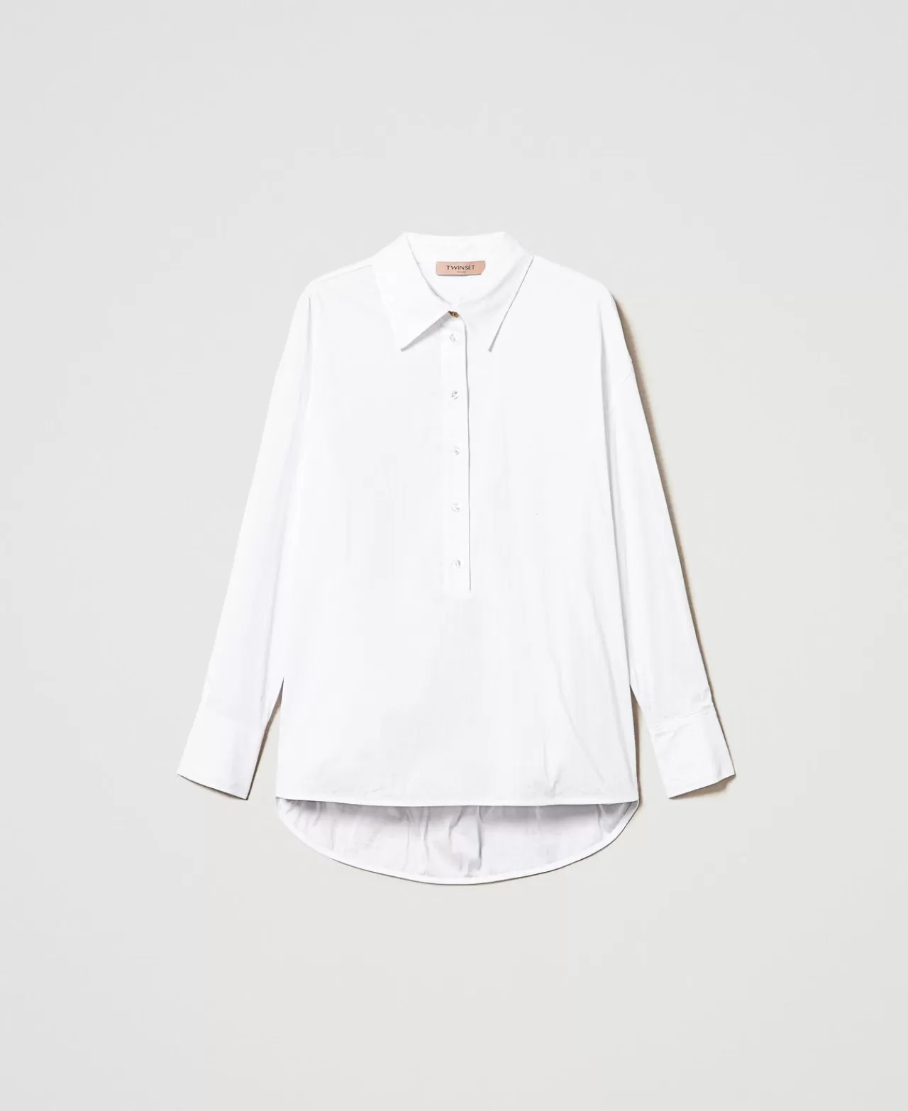 Bluse E Camicie | TWINSET Milano Blusa A Polo In Popeline Bianco