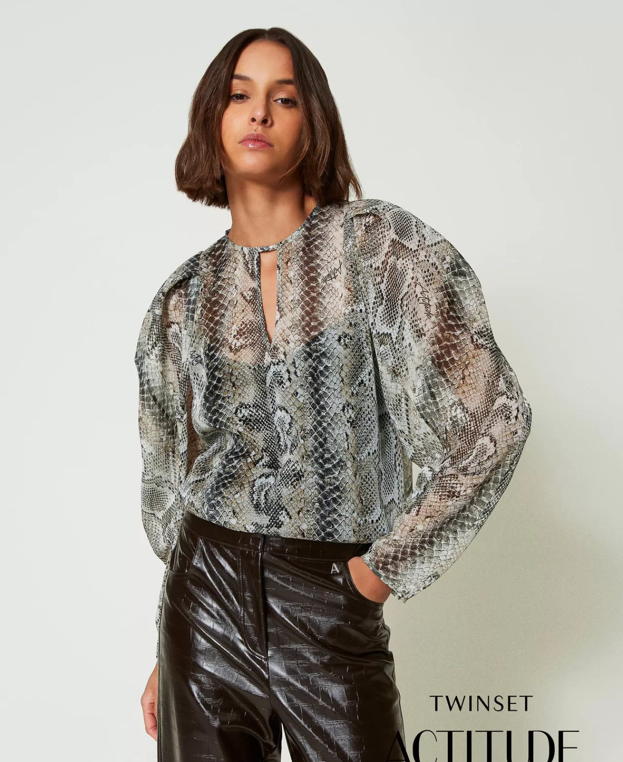 Bluse E Camicie | TWINSET Milano Blusa In Creponne Con Stampa Snake Stampa Soft Snake