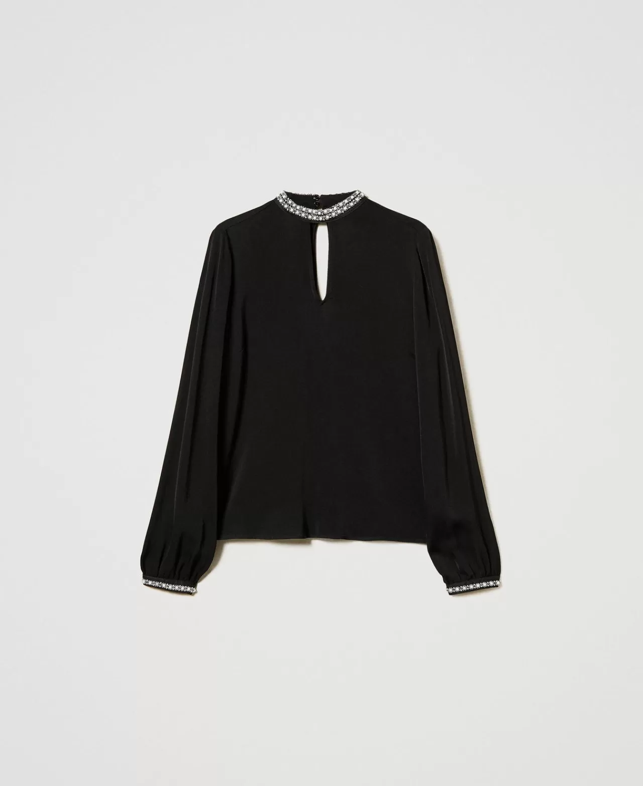 Bluse E Camicie | TWINSET Milano Blusa In Crêpe Con Ricami Nero