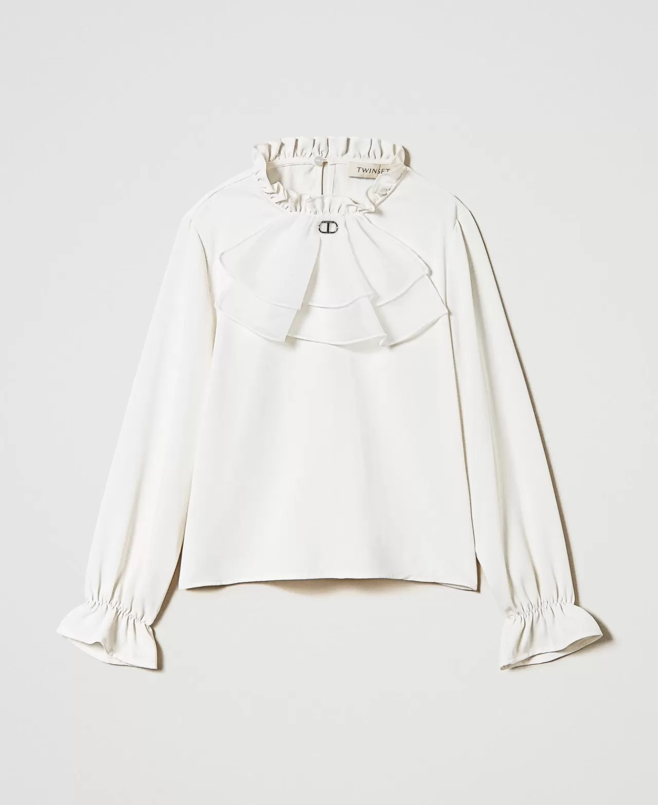 Bluse E Camicie | TWINSET Milano Blusa In Crêpe De Chine Con Jabot Off White