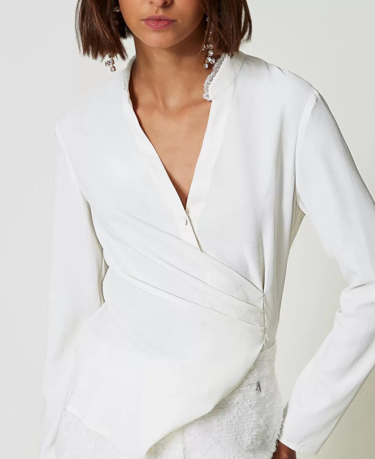 Bluse E Camicie | TWINSET Milano Blusa In Crêpe De Chine Riciclato Panna White