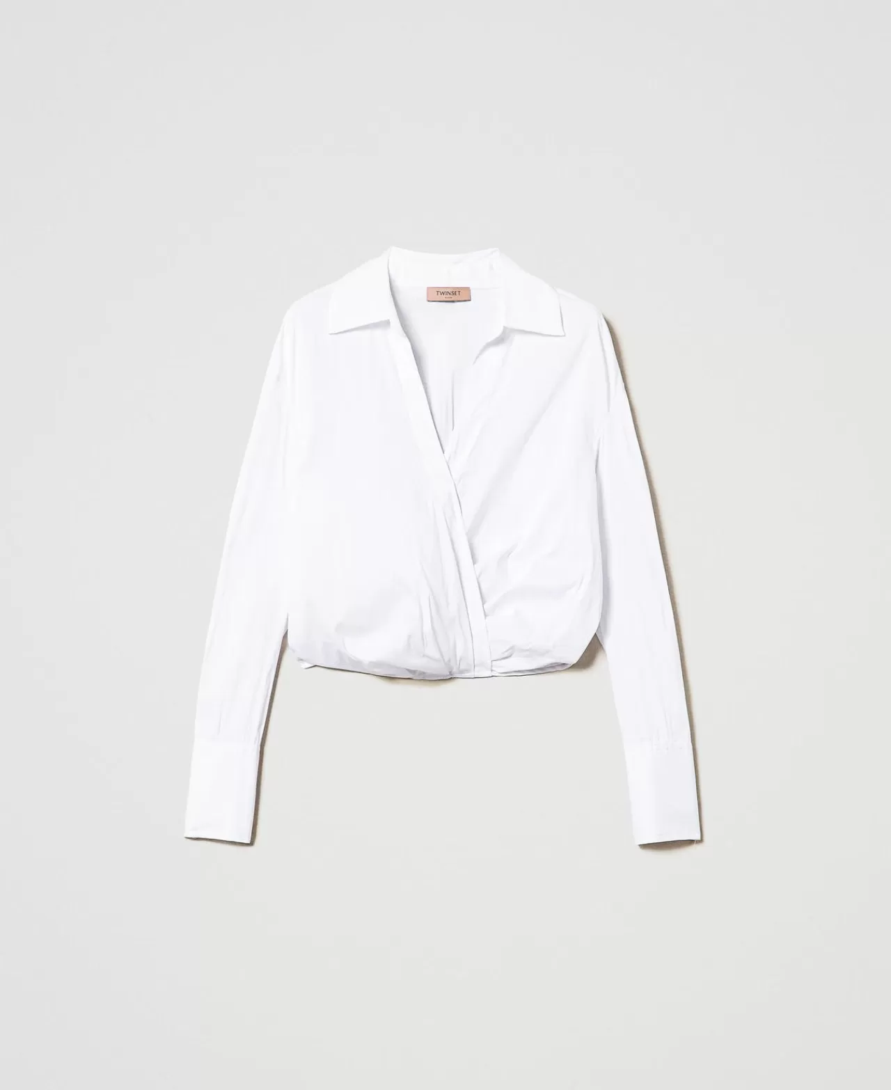 Bluse E Camicie | TWINSET Milano Blusa In Popeline Con Incrocio Bianco