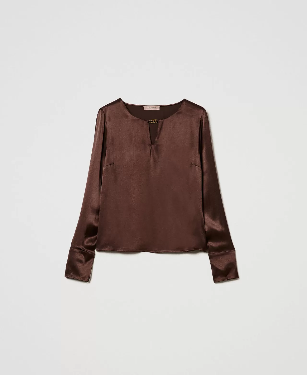 Bluse E Camicie | TWINSET Milano Blusa In Raso Con Oval T Cioccolato