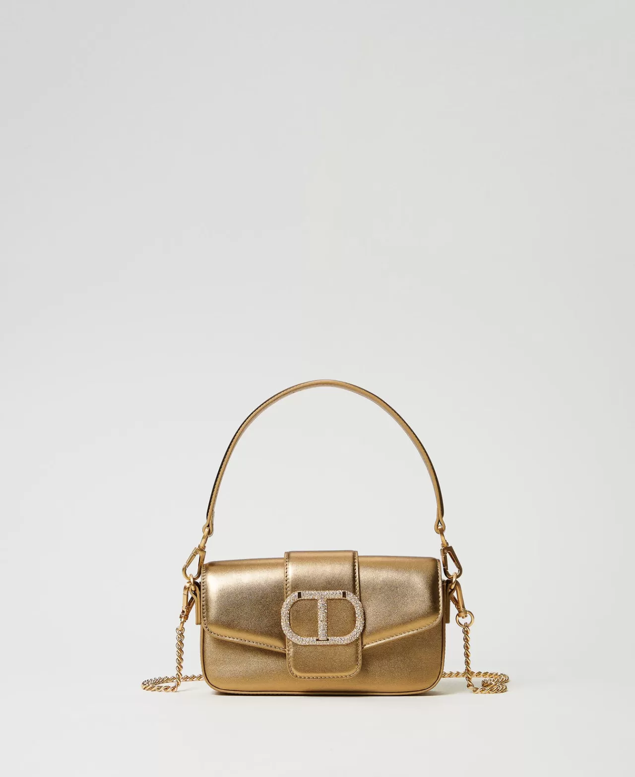 Mini Borse | Borse A Mano | TWINSET Milano Borsa A Tracolla 'Amie' Piccola In Pelle Oro Giallo