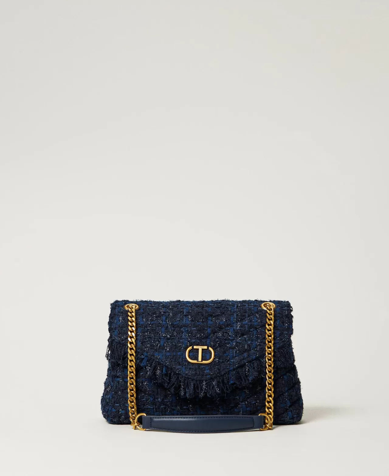 Borse A Mano | Borse A Spalla | TWINSET Milano Borsa A Tracolla 'Dreamy' Media In Tweed Bouclè Blue Denim / Nero