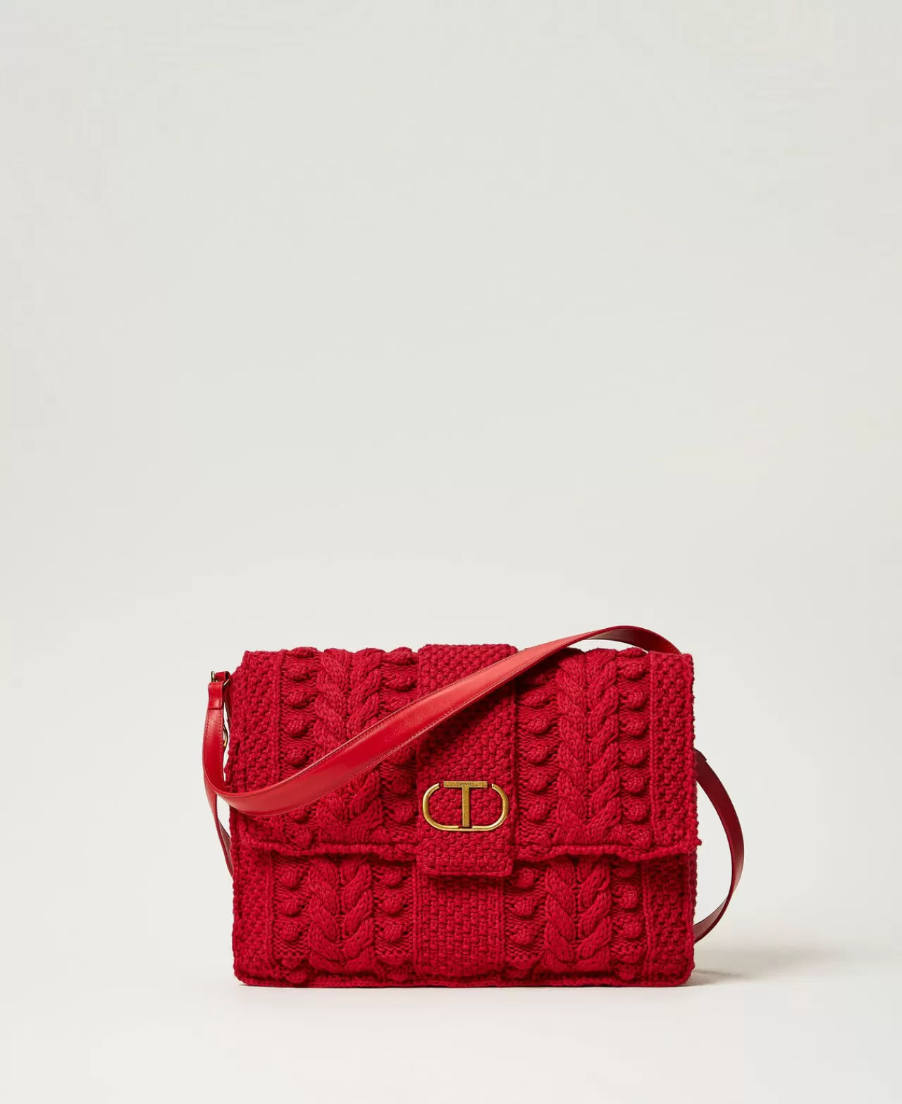 Borse A Mano | Borse A Spalla | TWINSET Milano Borsa A Tracolla Tricot 'Emma' Rosso Veneziano