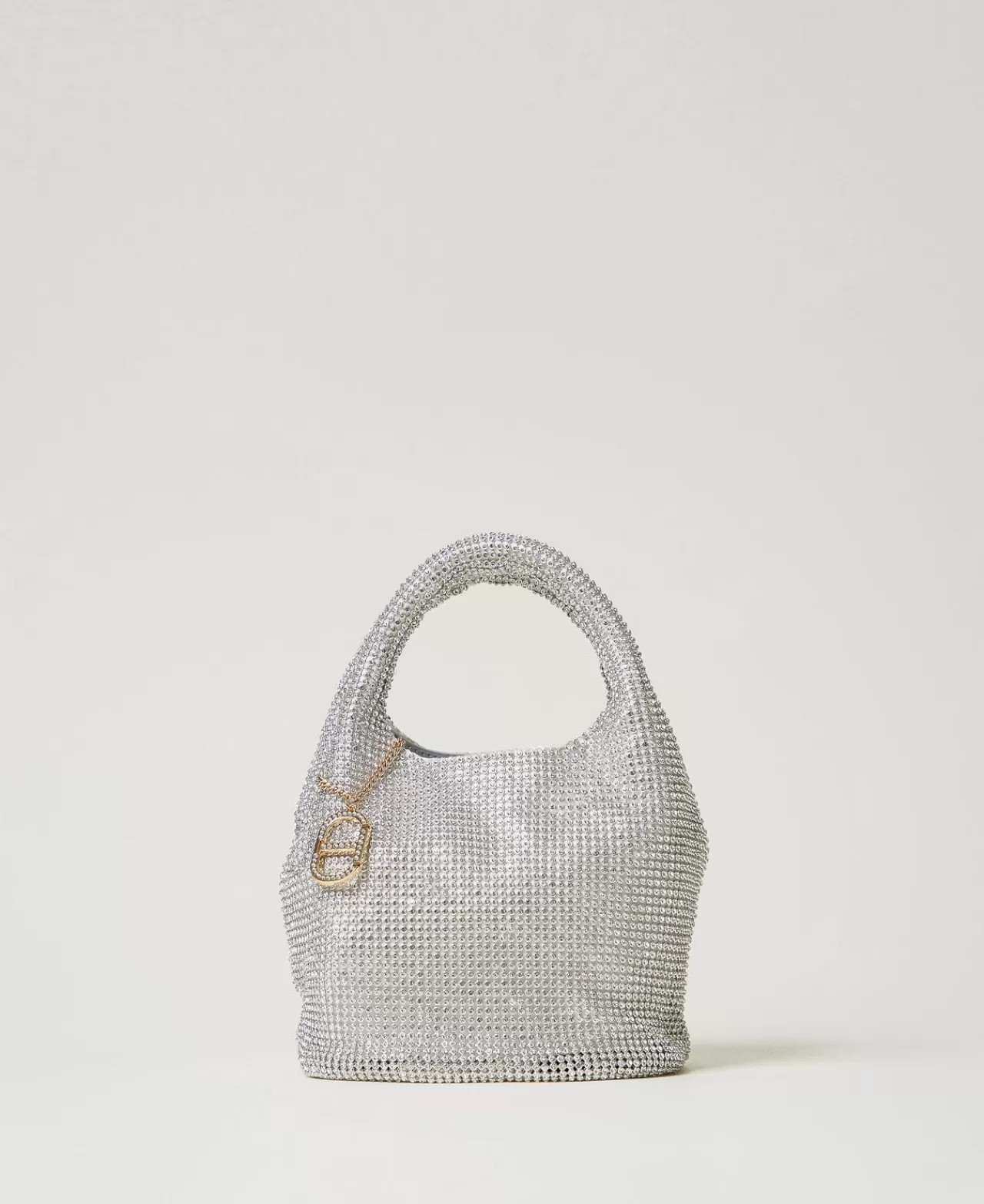 Mini Borse | Borse A Mano | TWINSET Milano Borsa 'Rendez-Vous' In Strass E Charm Oval T Argento Crystal