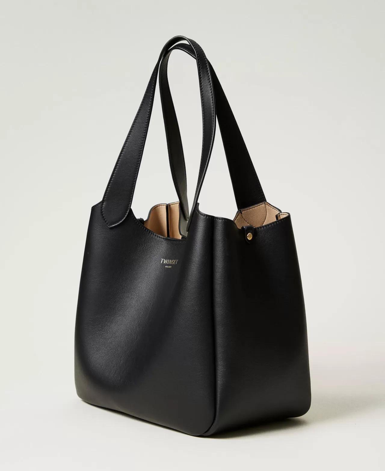 Borse A Mano | Borse A Spalla | TWINSET Milano Borsa Shopper ‘Forever’ In Pelle Nero