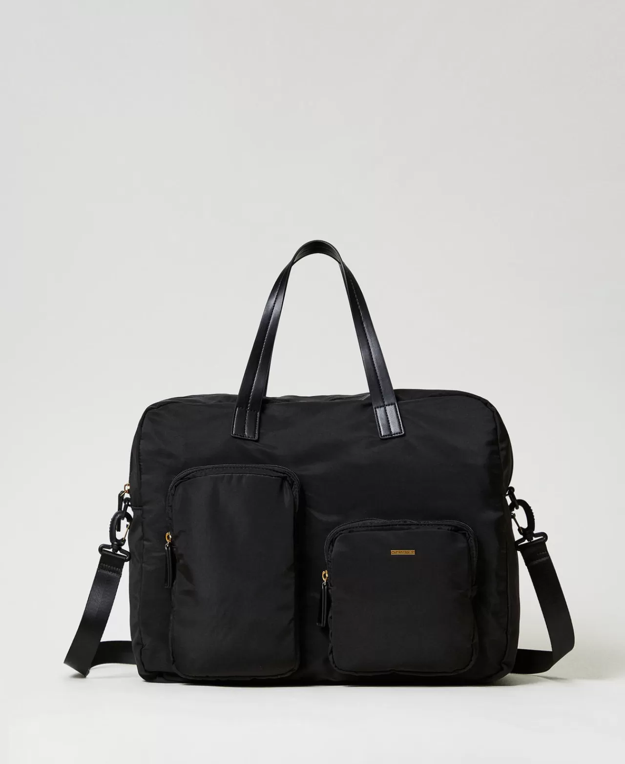 Borse A Mano | Borse A Spalla | TWINSET Milano Borsa Shopper In Tessuto Tecnico Nero