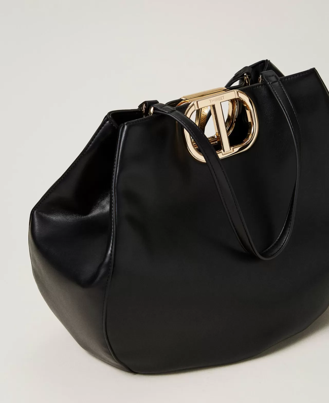 Borse Shopping | Borse A Mano | TWINSET Milano Borsa Shopper 'Lila' Con Manico Oval T Nero