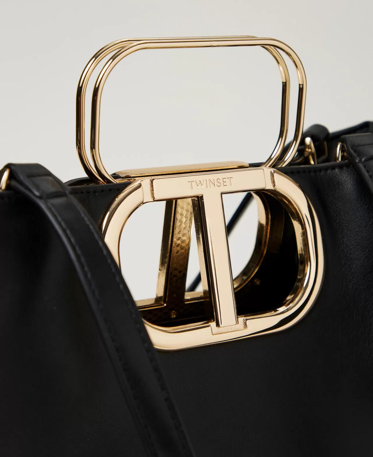 Borse Shopping | Borse A Mano | TWINSET Milano Borsa Shopper 'Lila' Con Manico Oval T Nero