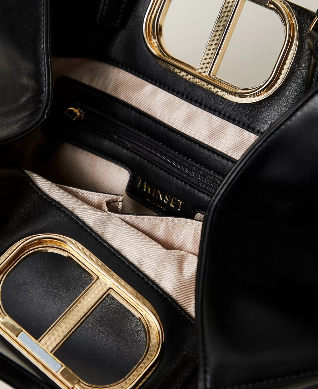 Borse Shopping | Borse A Mano | TWINSET Milano Borsa Shopper 'Lila' Con Manico Oval T Nero
