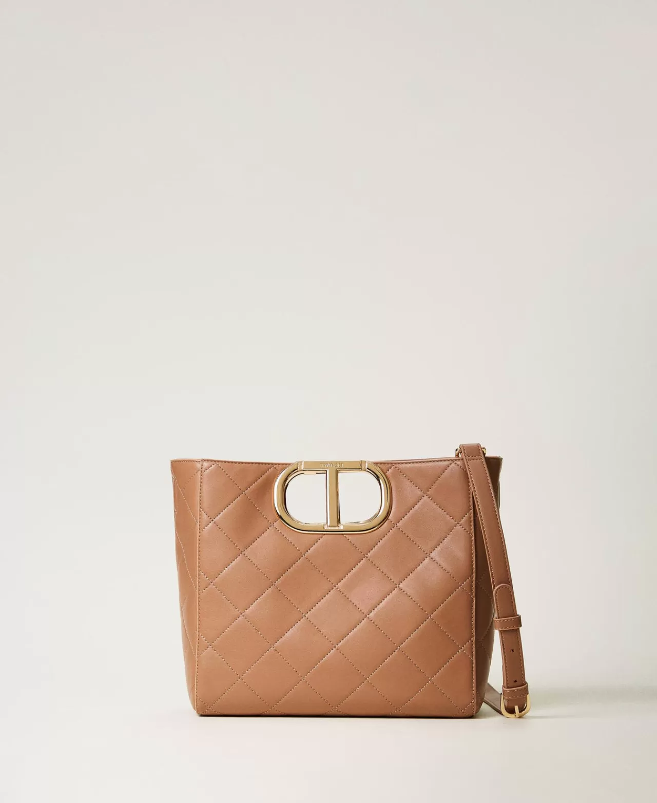 Borse Shopping | Borse A Mano | TWINSET Milano Borsa Shopper 'Lila' Trapuntata Con Manico Oval T Chocolate Malt