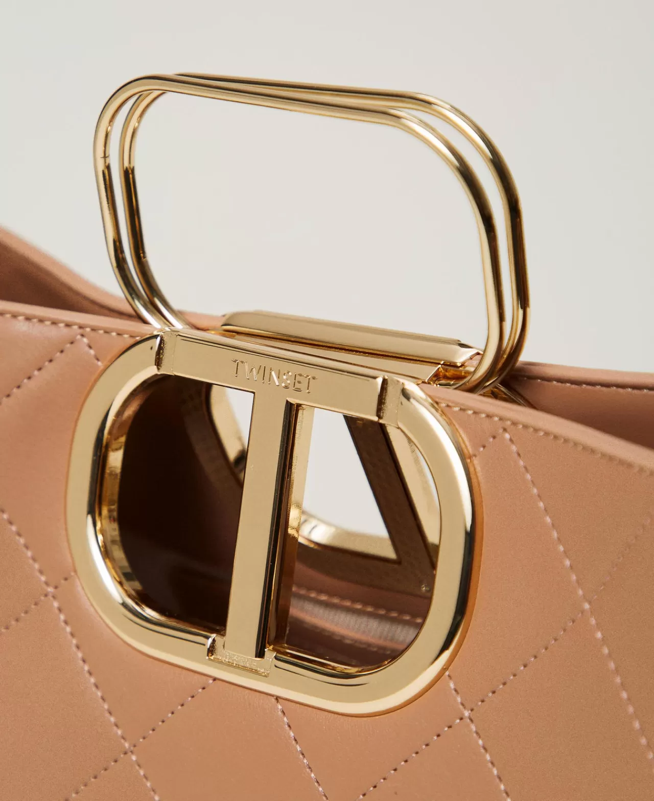Borse Shopping | Borse A Mano | TWINSET Milano Borsa Shopper 'Lila' Trapuntata Con Manico Oval T Chocolate Malt