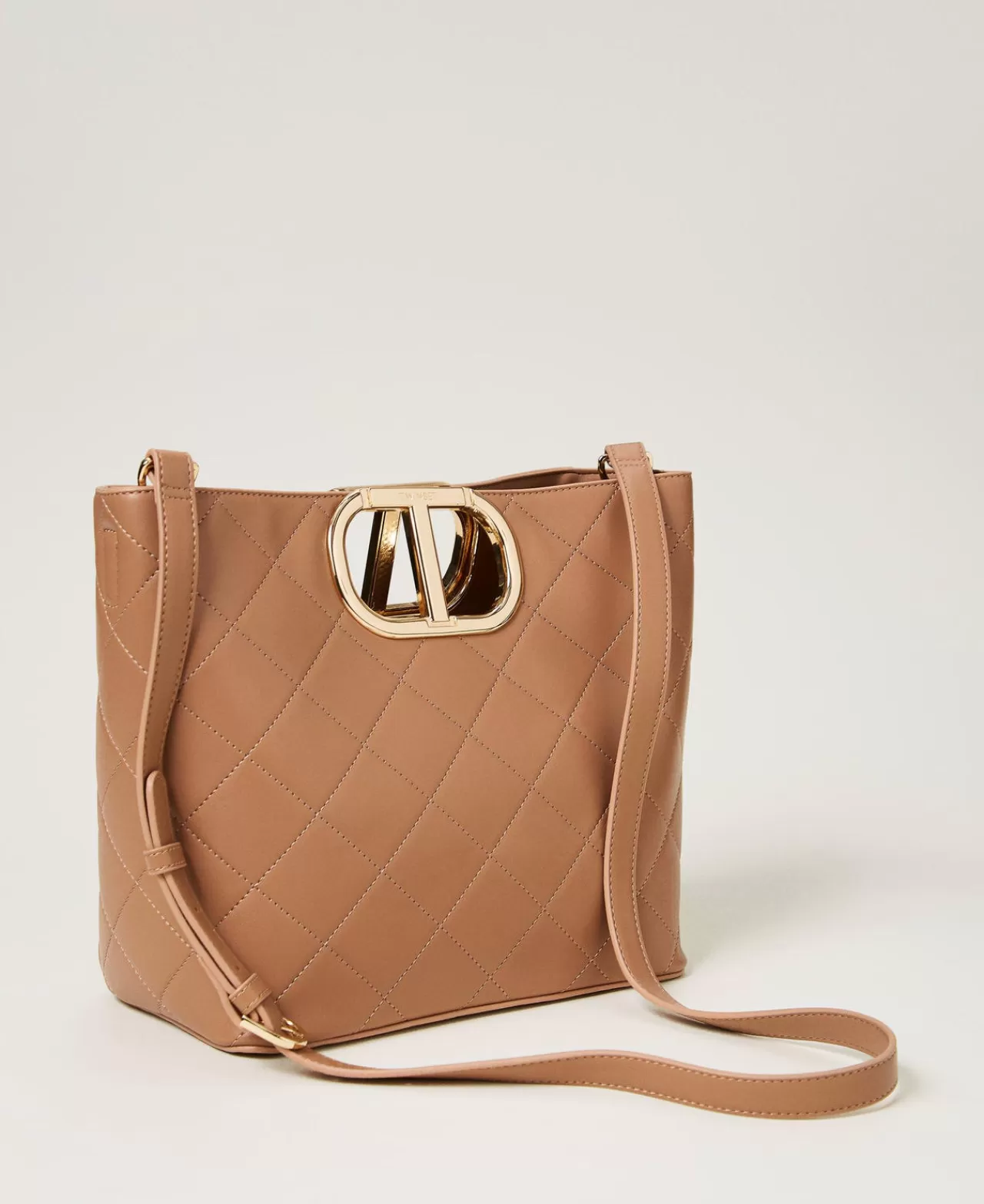 Borse Shopping | Borse A Mano | TWINSET Milano Borsa Shopper 'Lila' Trapuntata Con Manico Oval T Chocolate Malt