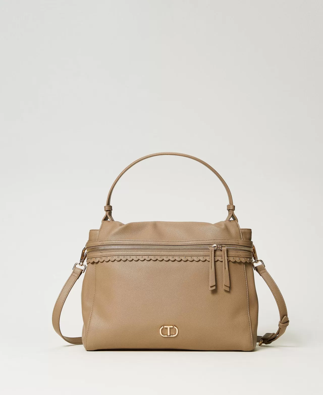 Borse A Mano | Borse A Tracolla | TWINSET Milano Borsa Top Handle ‘Cécile’ Grande Grigio Light Taupe