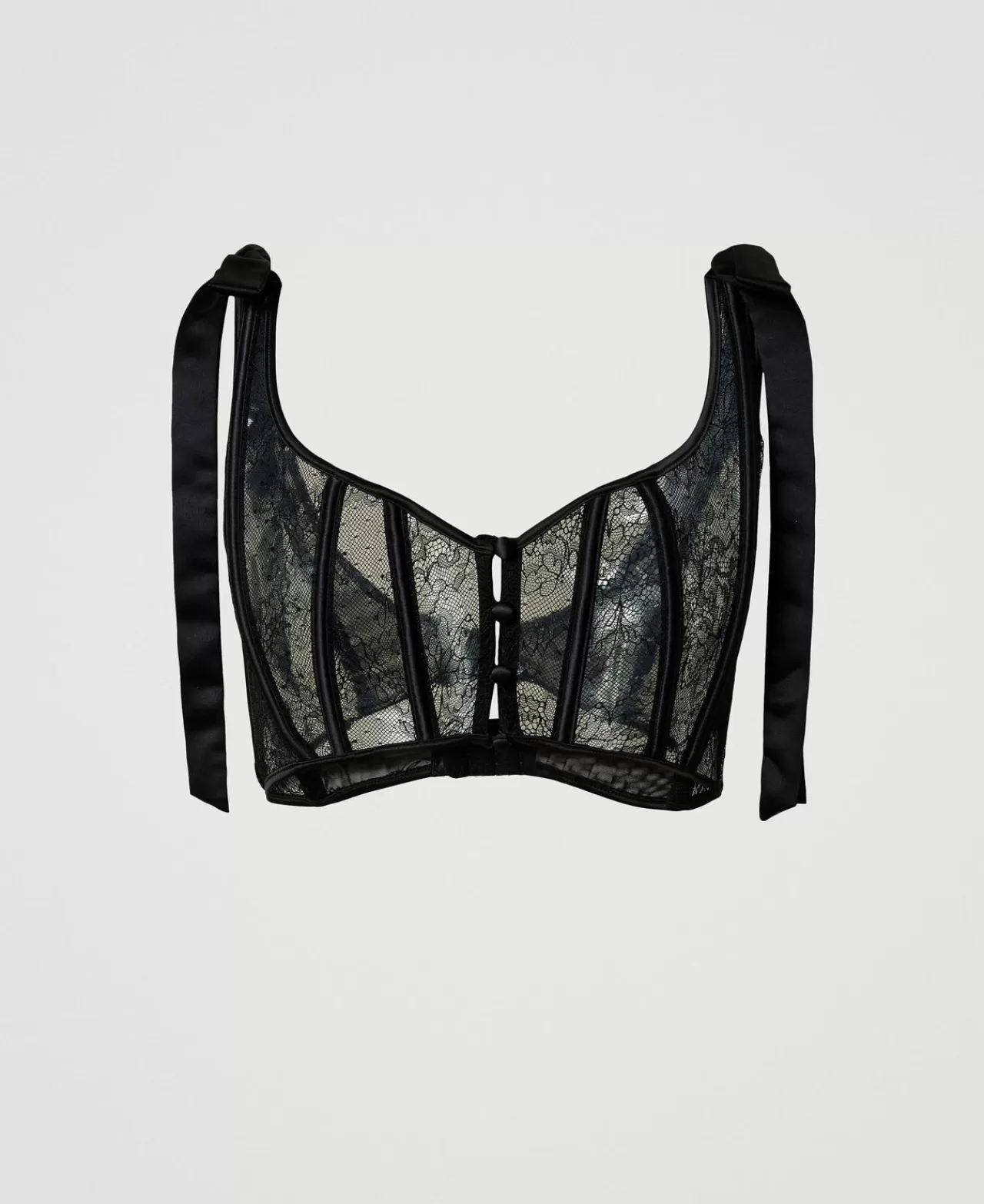 Intimo E Nightwear | TWINSET Milano Bustino In Pizzo E Raso Nero