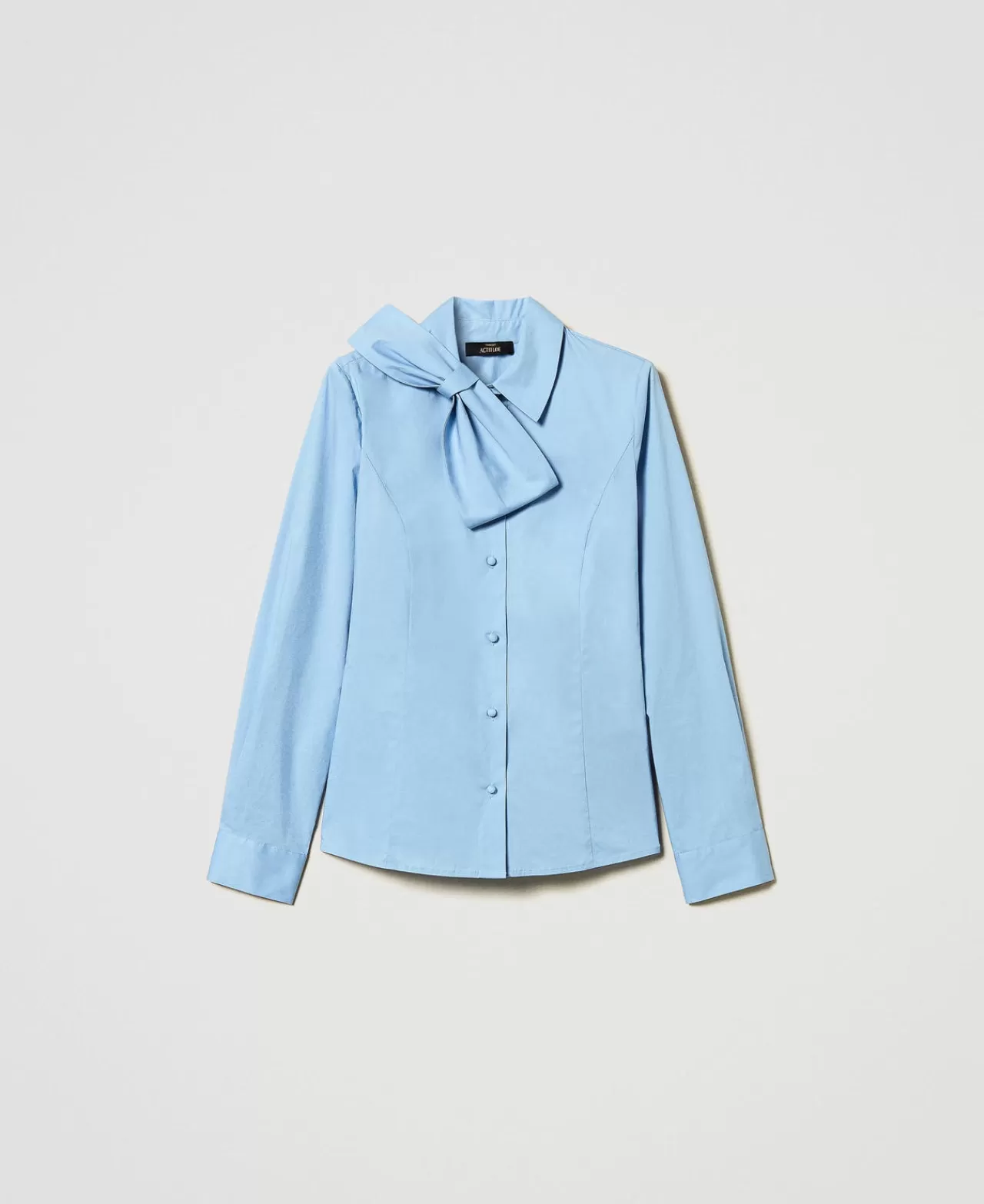 Bluse E Camicie | TWINSET Milano Camicia In Popeline Con Fiocco Air Blue