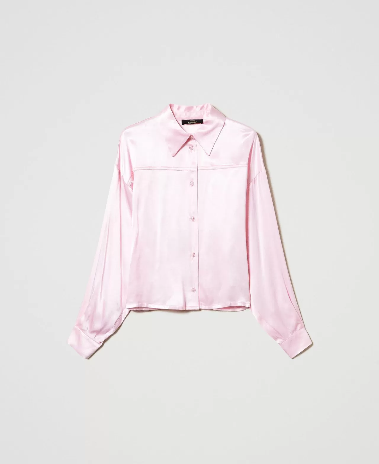 Bluse E Camicie | TWINSET Milano Camicia In Raso Martellato Rosa "Pink Tulle"