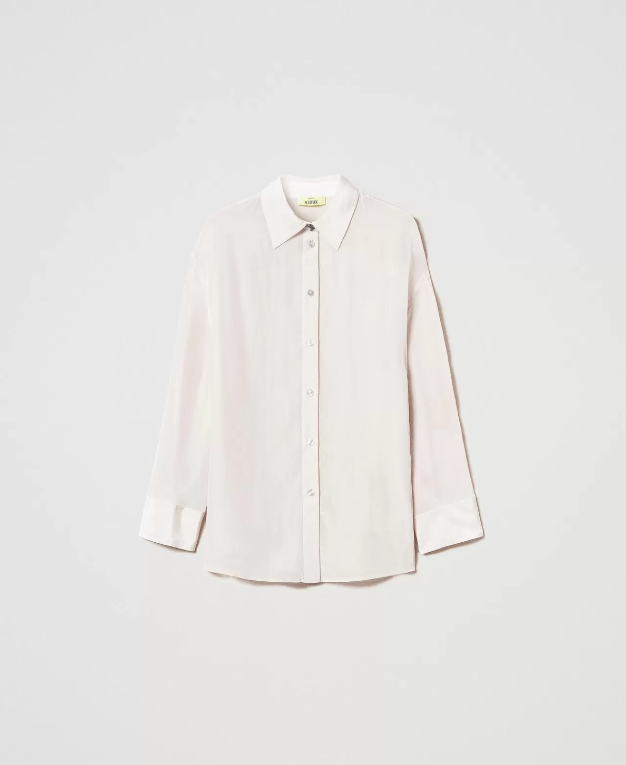 Bluse E Camicie | TWINSET Milano Camicia MYFO In Satin Bicolor Pepe / Bianco Neve