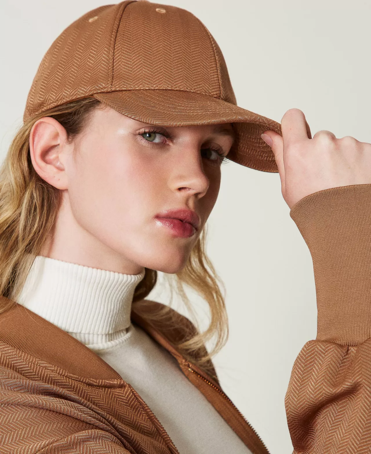 Cappelli | TWINSET Milano Cappello Da Baseball In Tessuto Scuba Caramel Camel