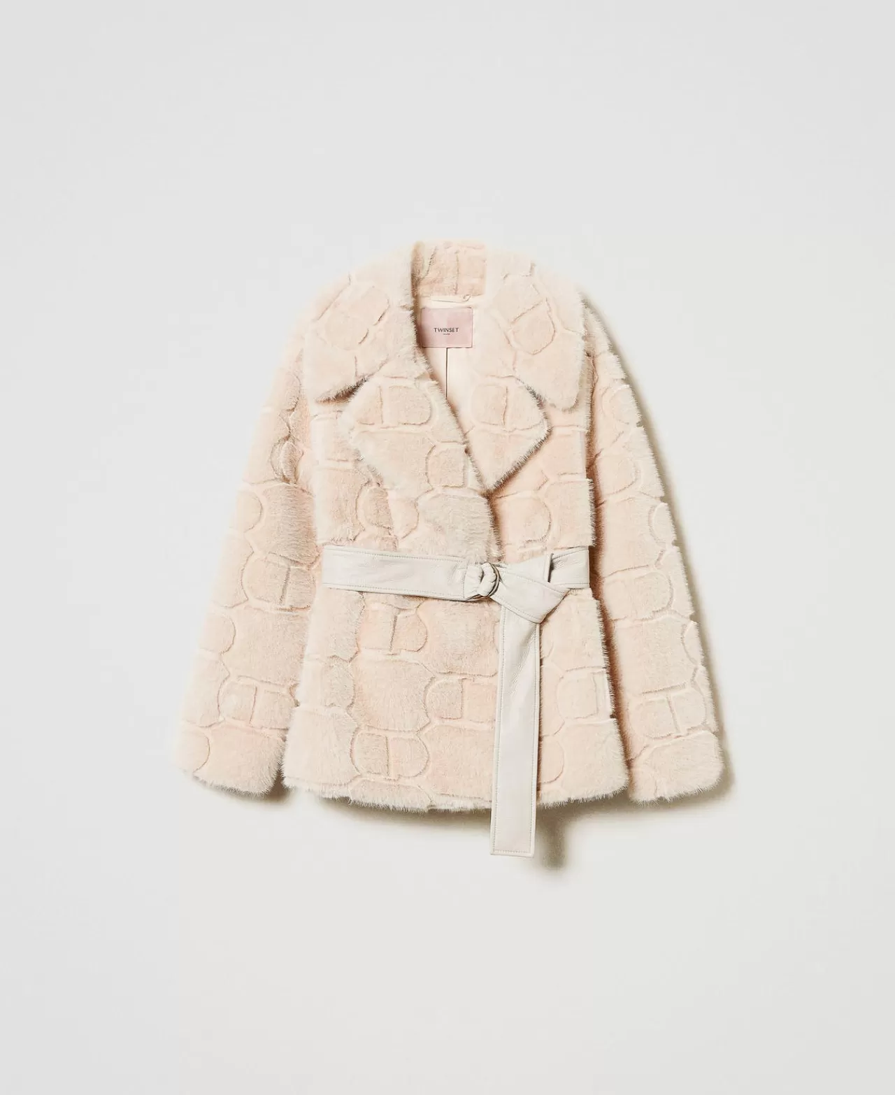 Cappotti E Trench | TWINSET Milano Cappotto Corto In Faux Fur Con Oval T Bianco "White Cream"