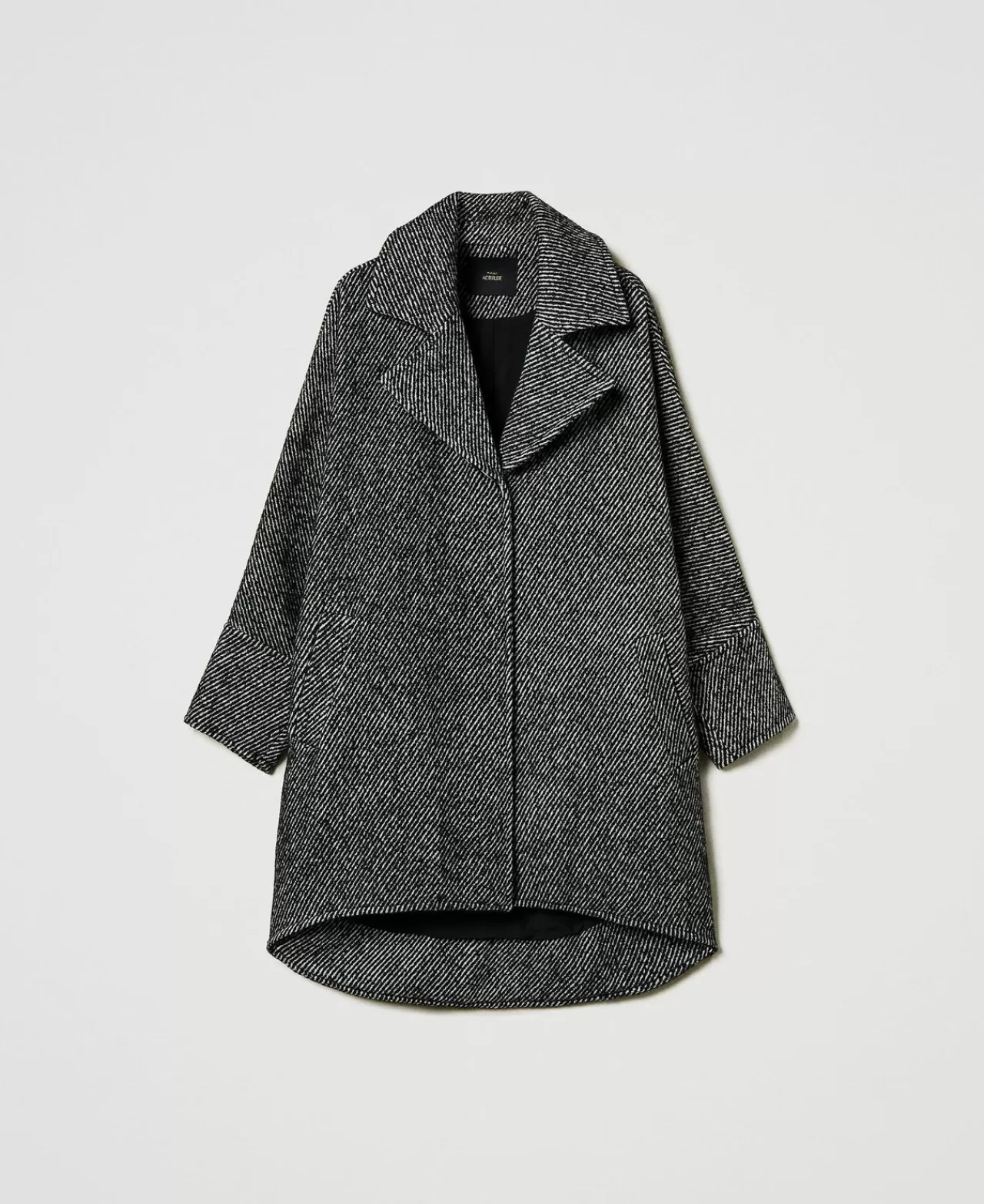 Cappotti E Trench | TWINSET Milano Cappotto Corto In Panno Bicolor White / Nero
