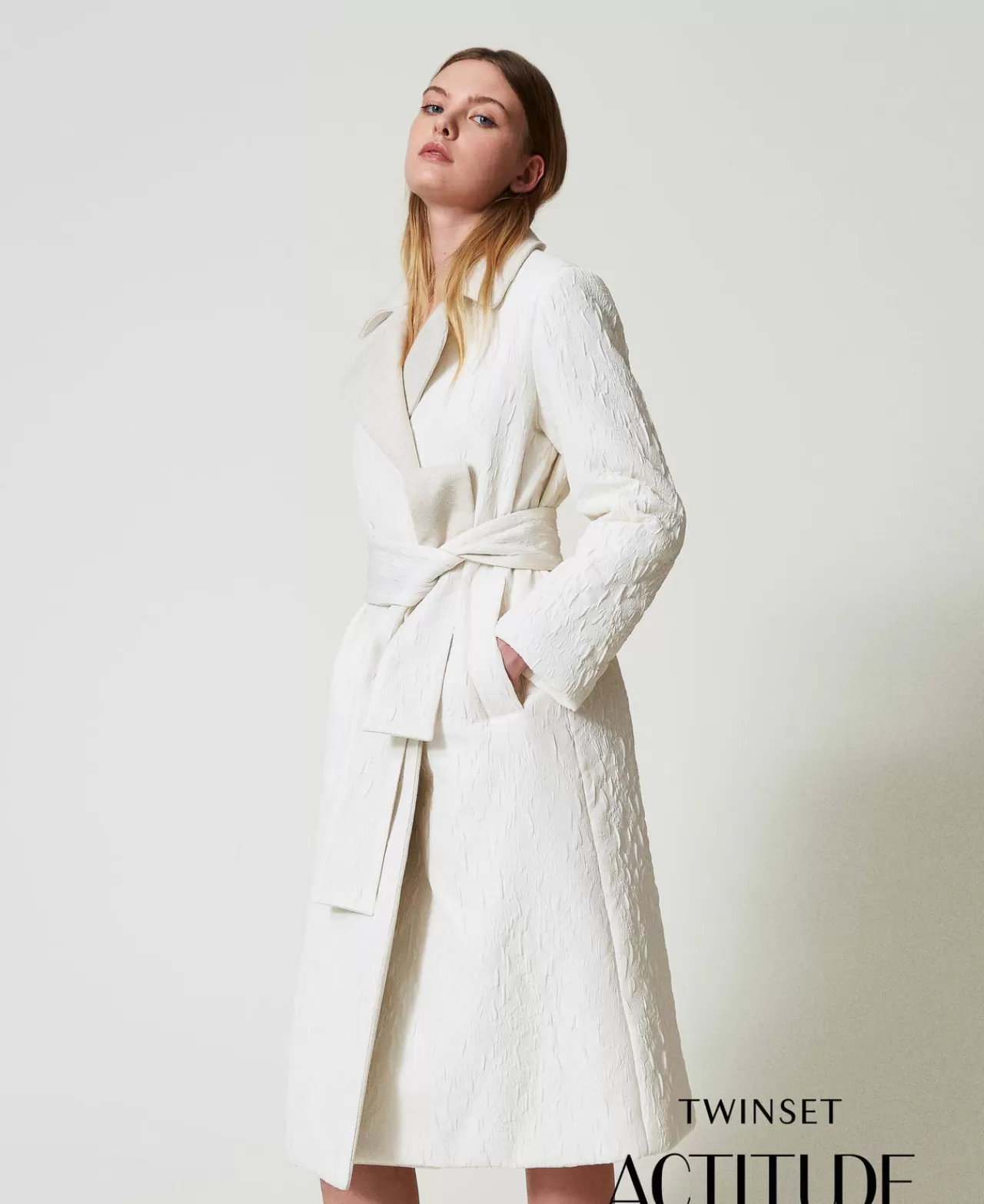 Cappotti E Trench | TWINSET Milano Cappotto Doppiopetto Goffrato Off White