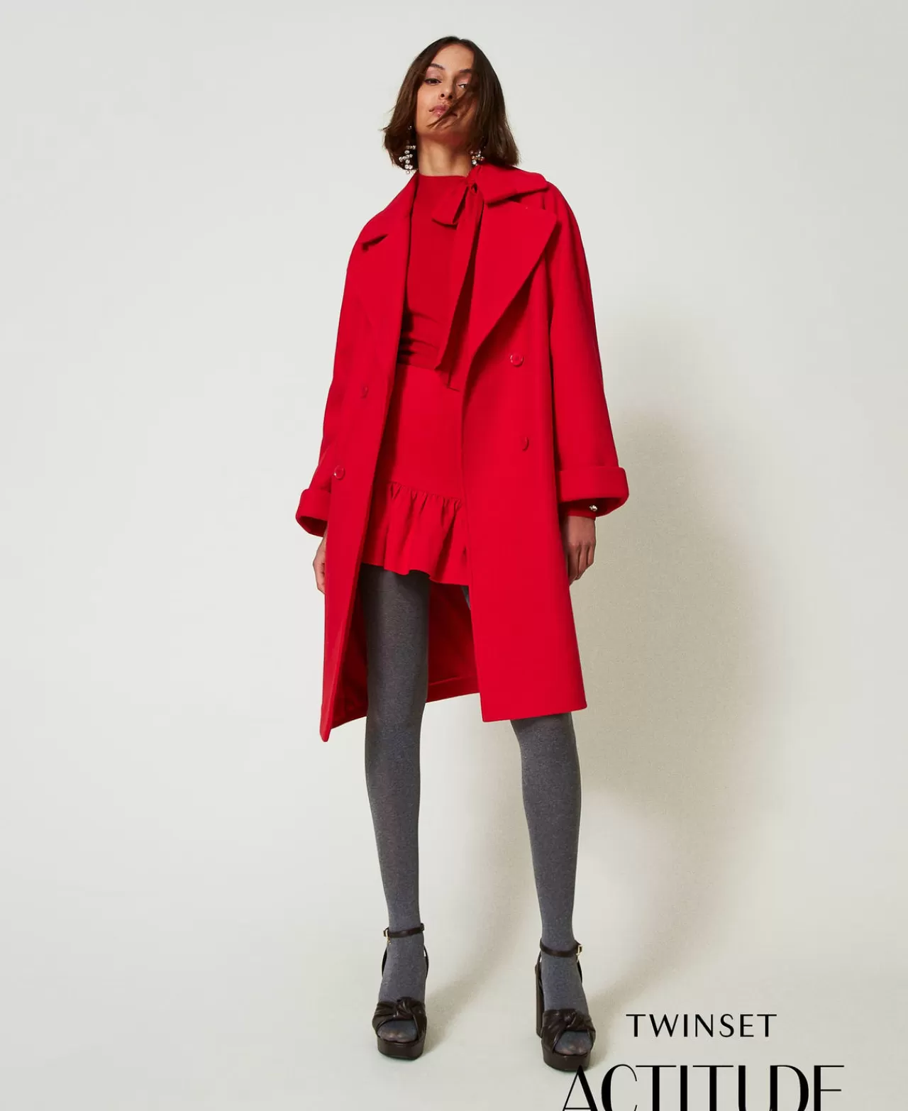 Cappotti E Trench | TWINSET Milano Cappotto Doppiopetto In Panno Fiery Red