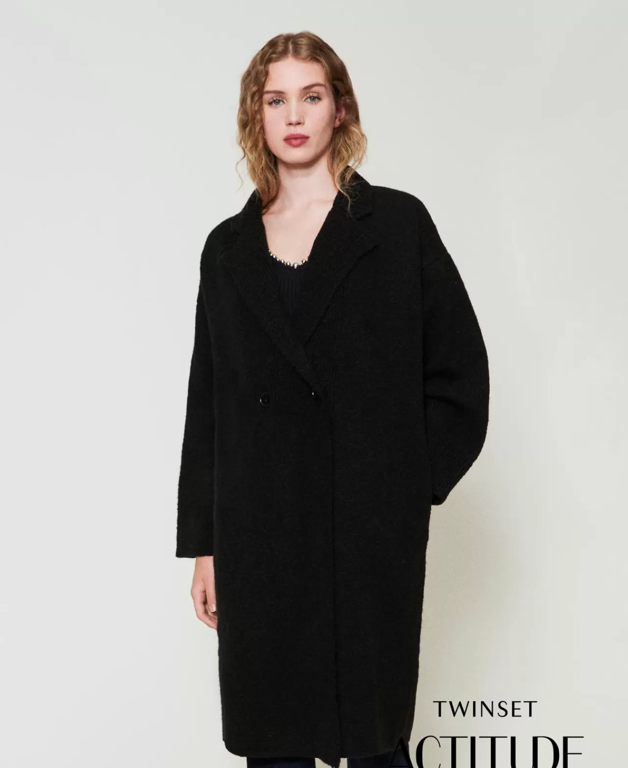 Cappotti E Trench | TWINSET Milano Cappotto In Filato Riciclato Bouclé Nero