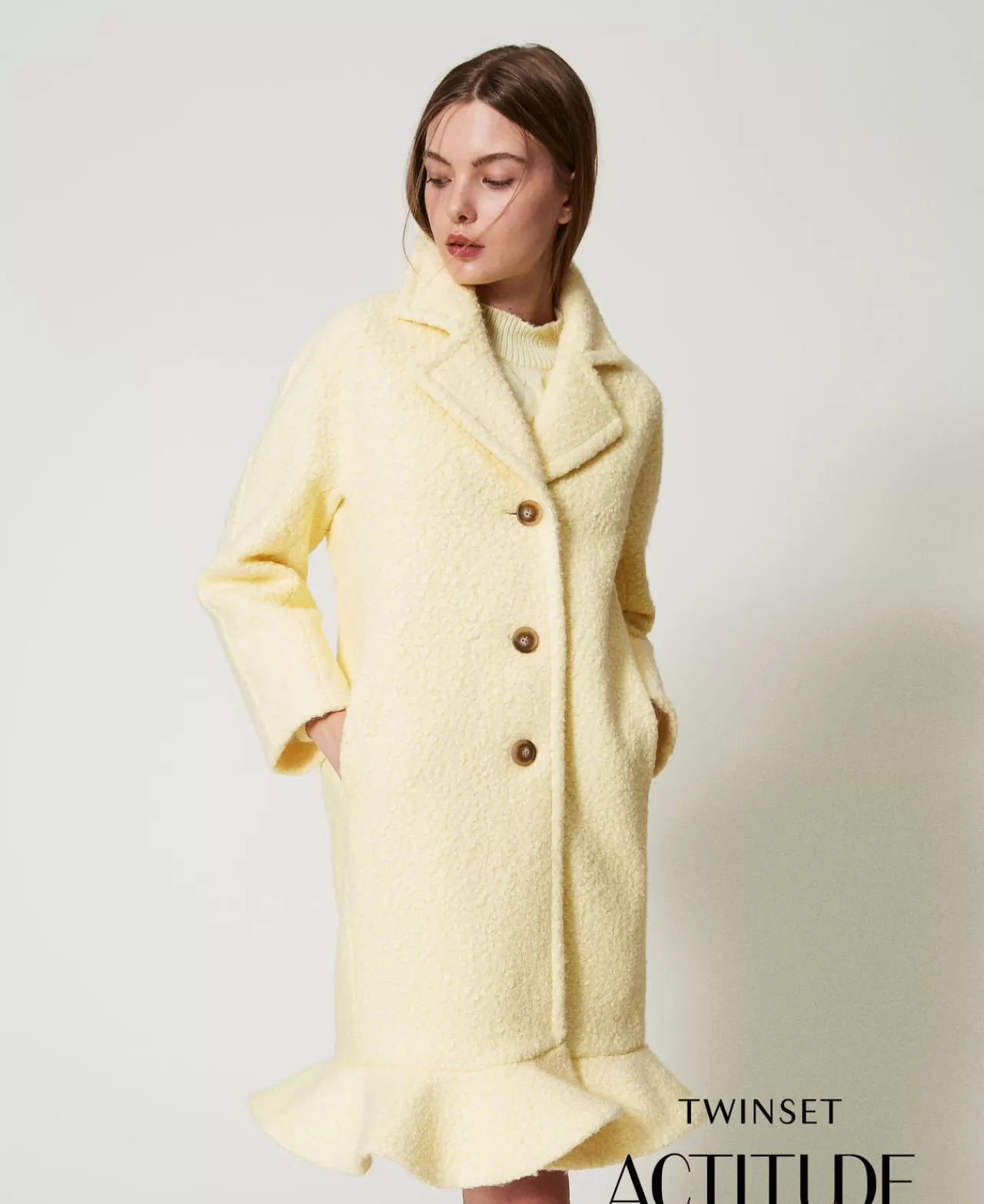 Cappotti E Trench | TWINSET Milano Cappotto In Panno Arricciato French Vanilla