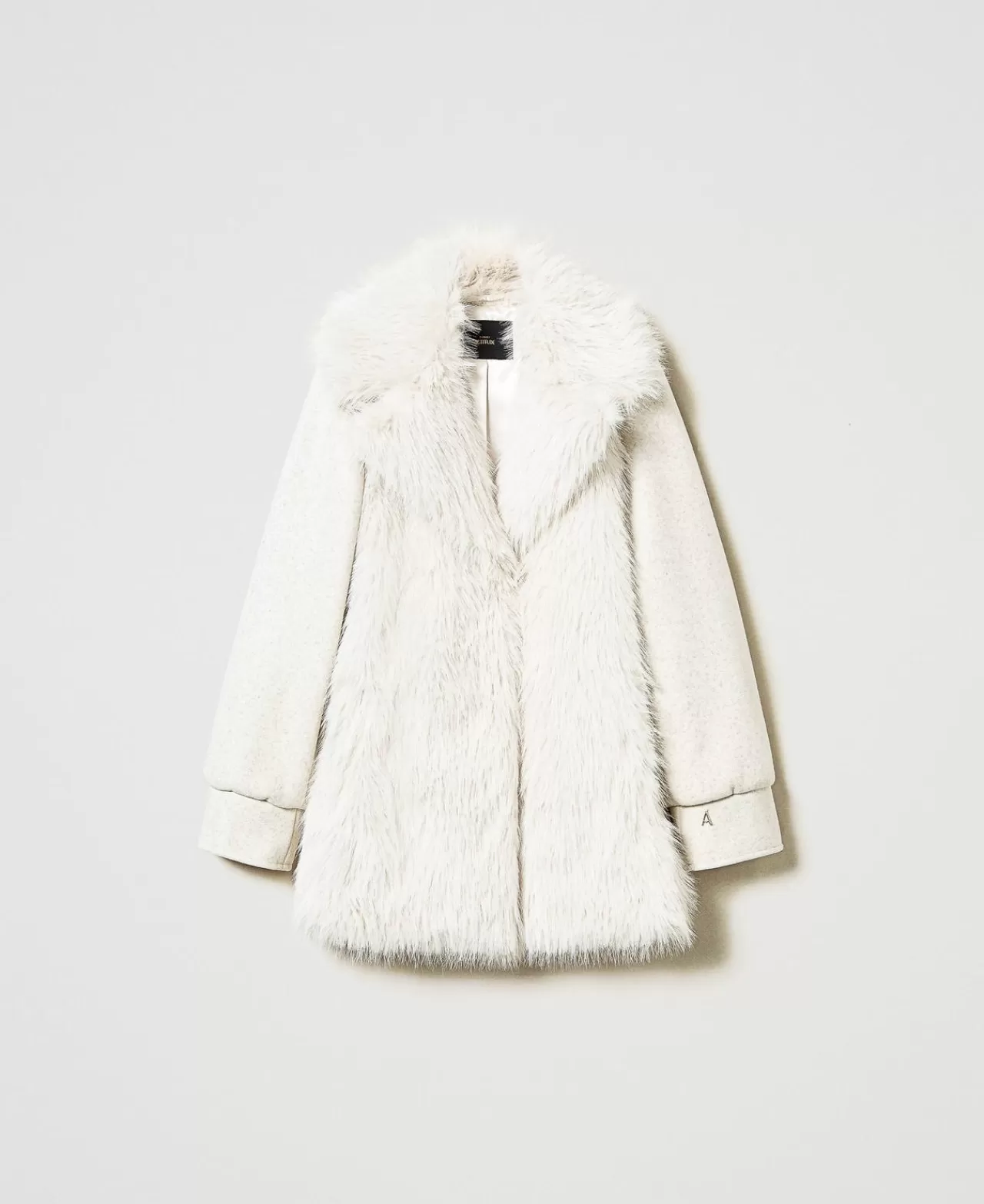 Cappotti E Trench | TWINSET Milano Cappotto In Panno E Faux Fur Bicolor Off White / Off White Melange