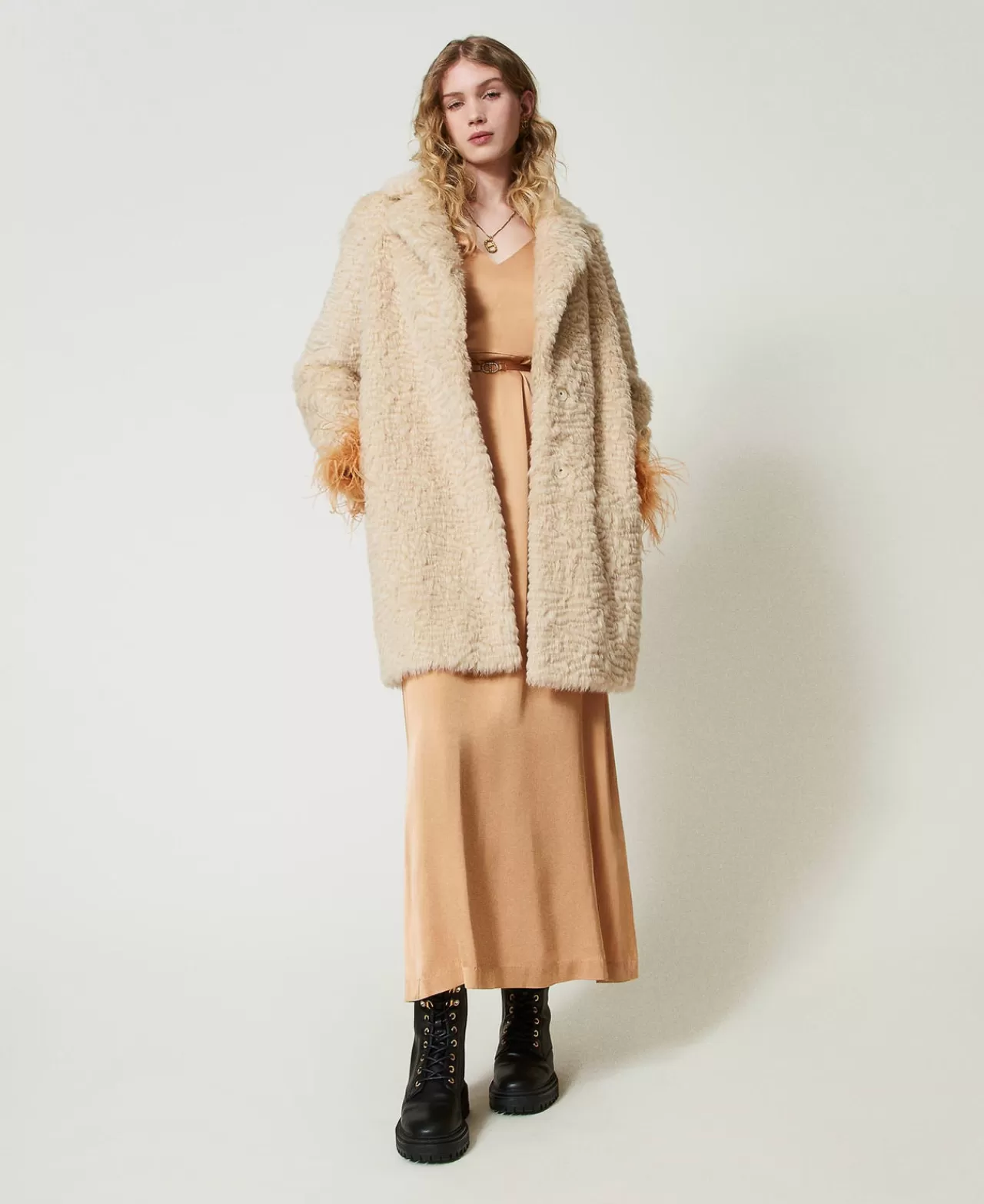 Cappotti E Trench | TWINSET Milano Cappotto Longuette In Faux Fur Avorio