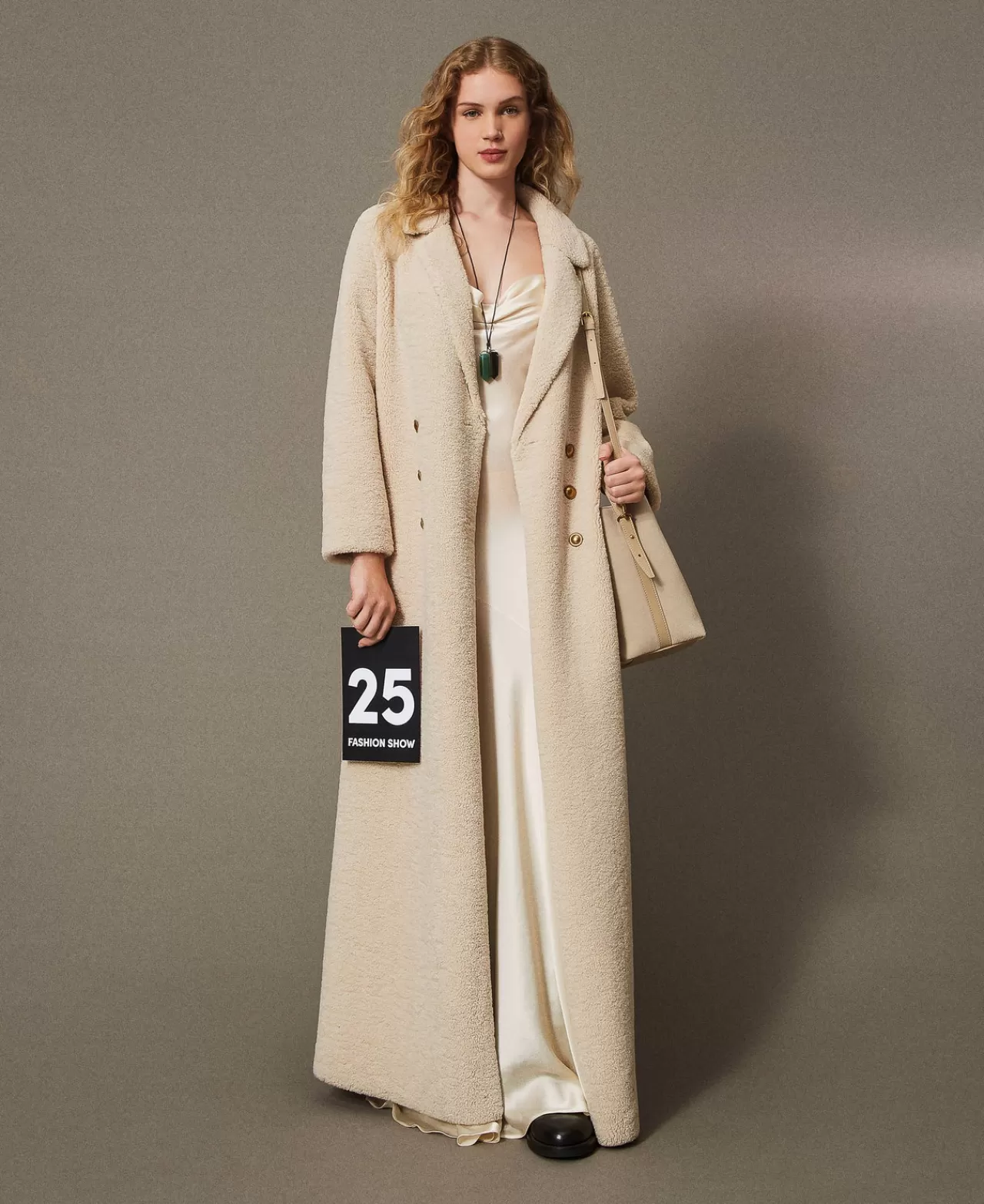 Cappotti E Trench | TWINSET Milano Cappotto Lungo Doppiopetto In Faux Fur Beige "Parchment"