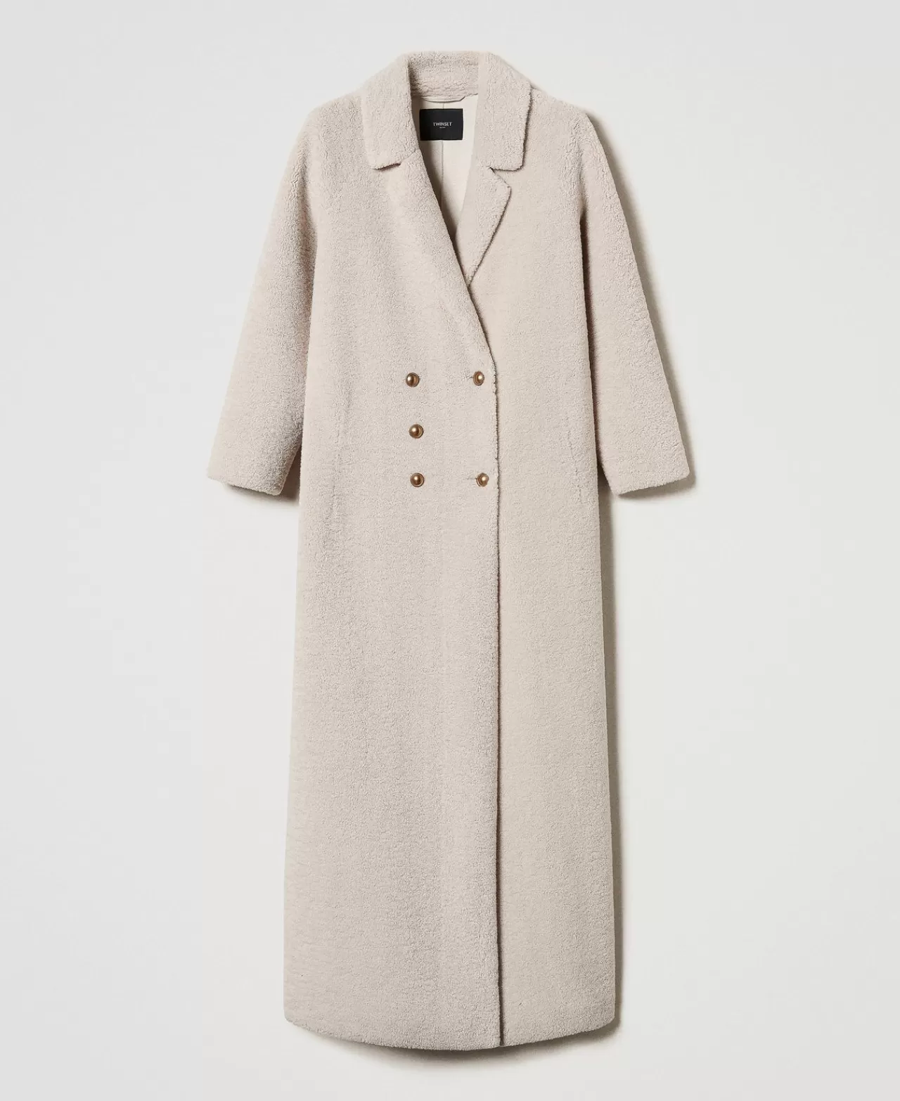 Cappotti E Trench | TWINSET Milano Cappotto Lungo Doppiopetto In Faux Fur Beige "Parchment"