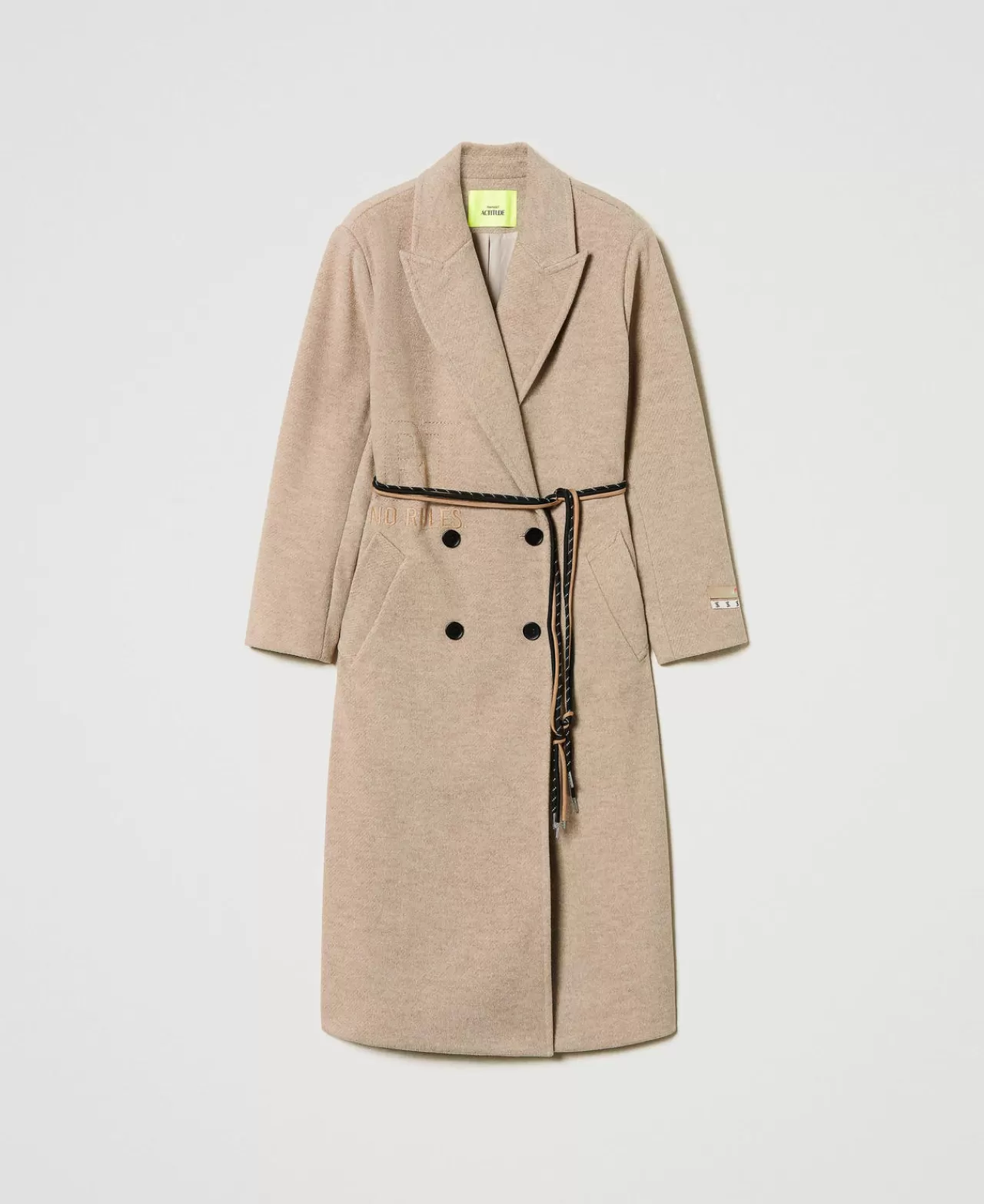 Cappotti E Trench | TWINSET Milano Cappotto MYFO In Panno Diagonale Dull Gold Melange