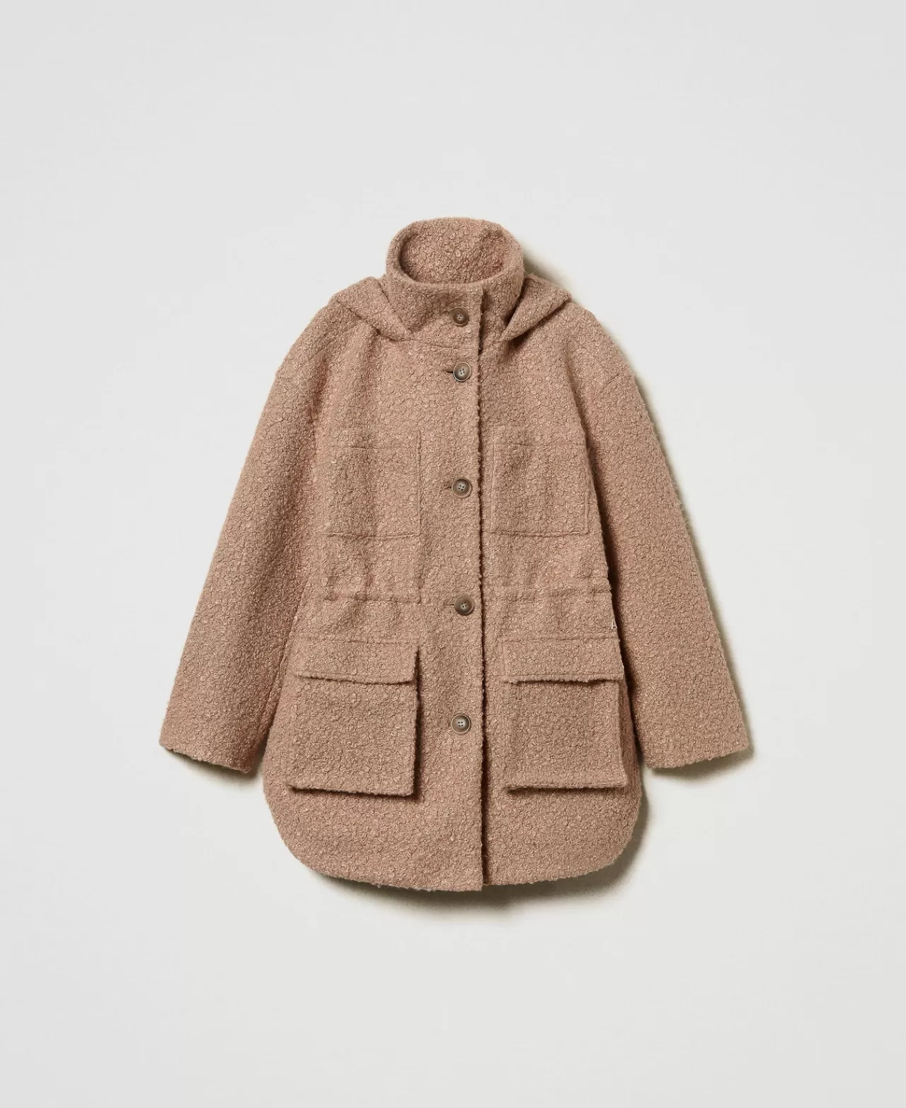 Cappotti E Trench | TWINSET Milano Cappotto Parka In Panno Arricciato Marrone "Beaver"