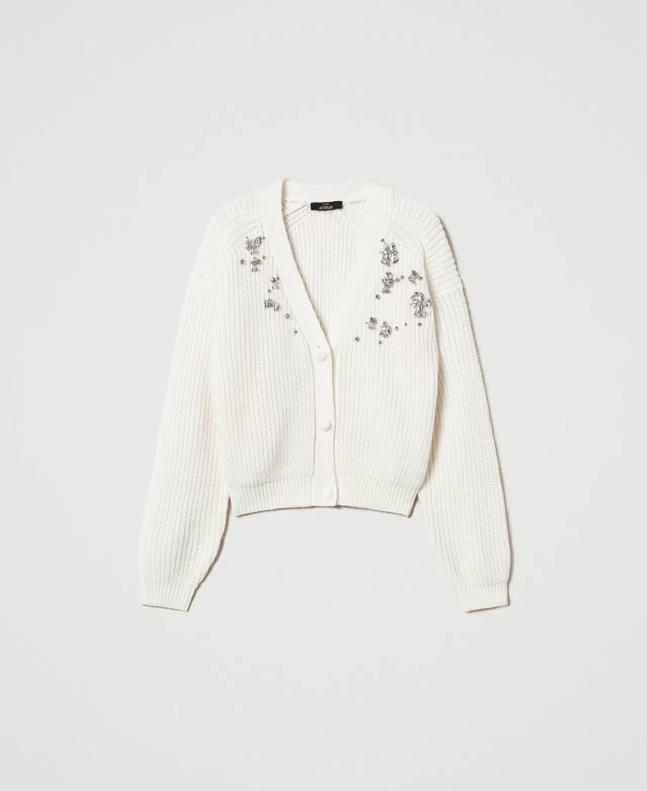 Maglie E Cardigan | TWINSET Milano Cardigan Con Ricami Fatti A Mano Panna White